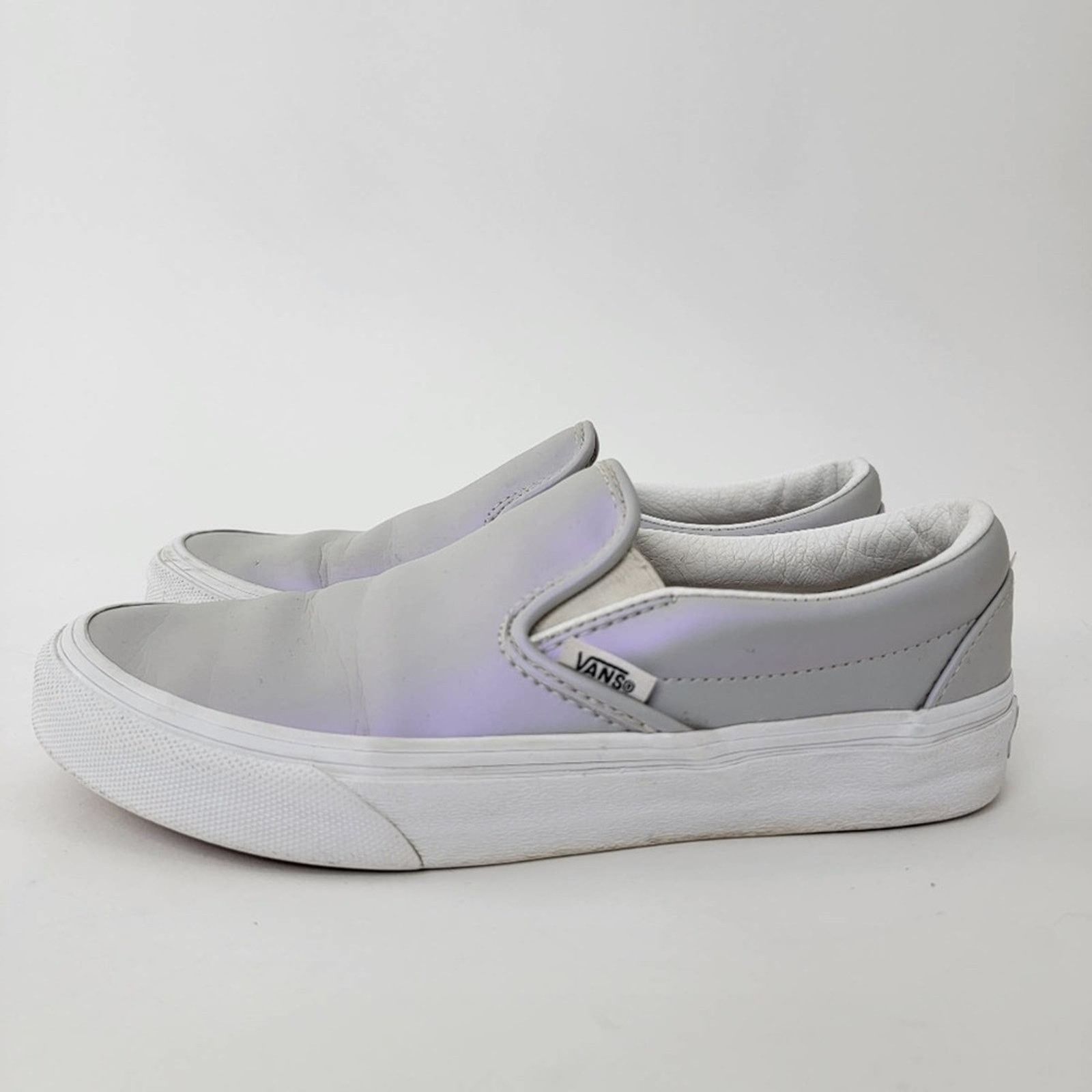 Vans Vans Slip-On Iridescent Metallic Grey & White Skate Shoes Size US 6.5 / IT 36.5 - 5 Thumbnail