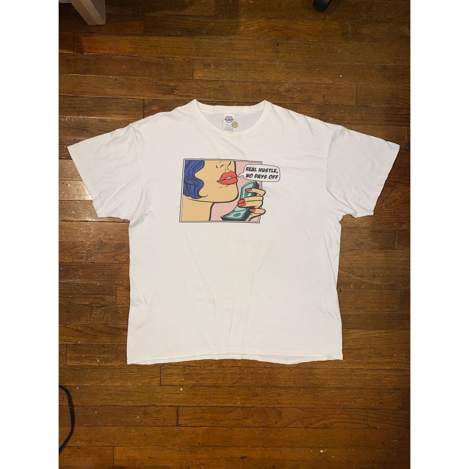 Vintage Pop Art “Real Hustle” Vintage 2000s T-Shirt XL Size US XL / EU 56 / 4 - 2 Thumbnail