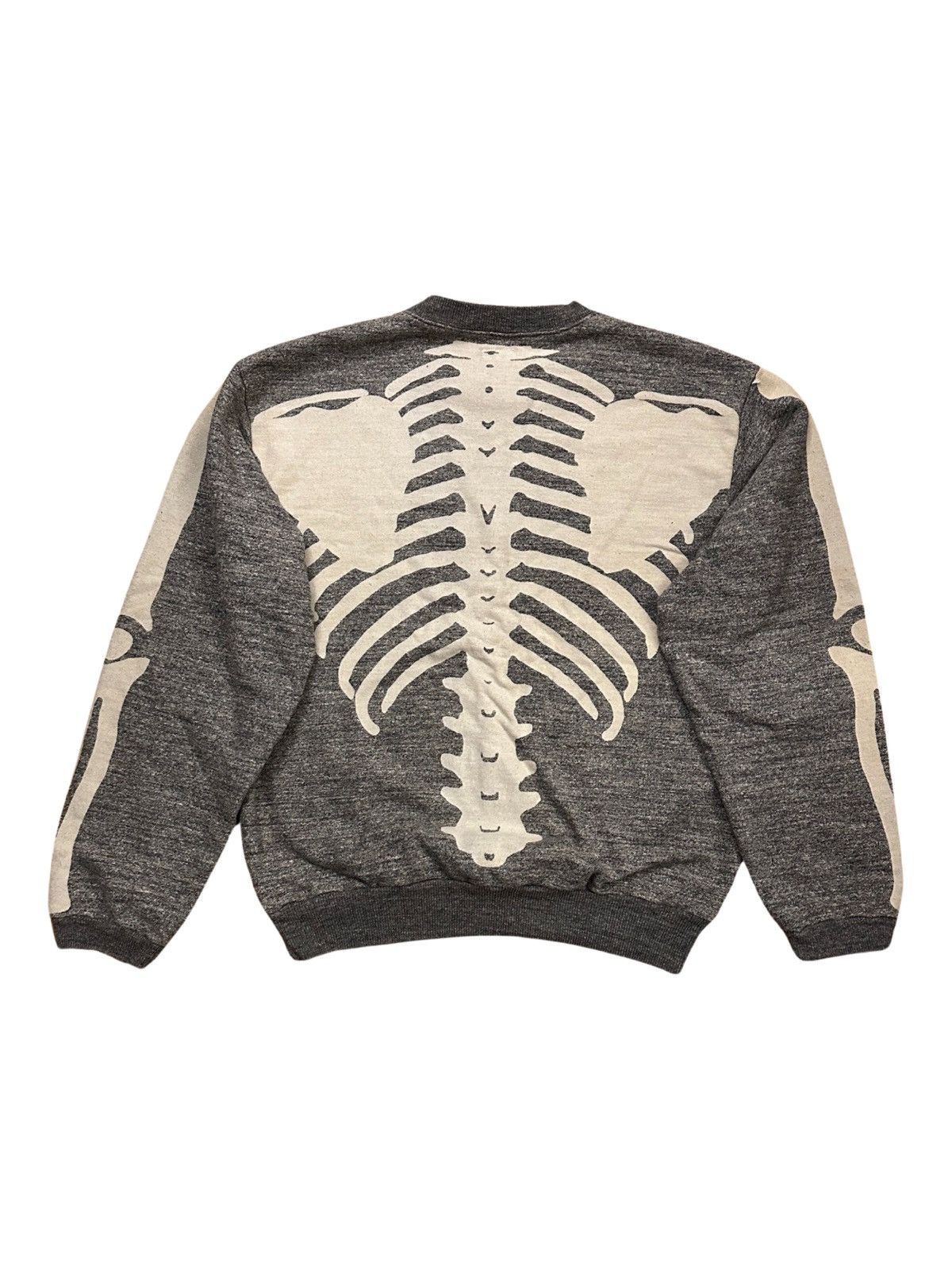 image of Kapital Bone Grandrelle Fleece Knit Big Crewneck in Black White, Men's (Size Medium)