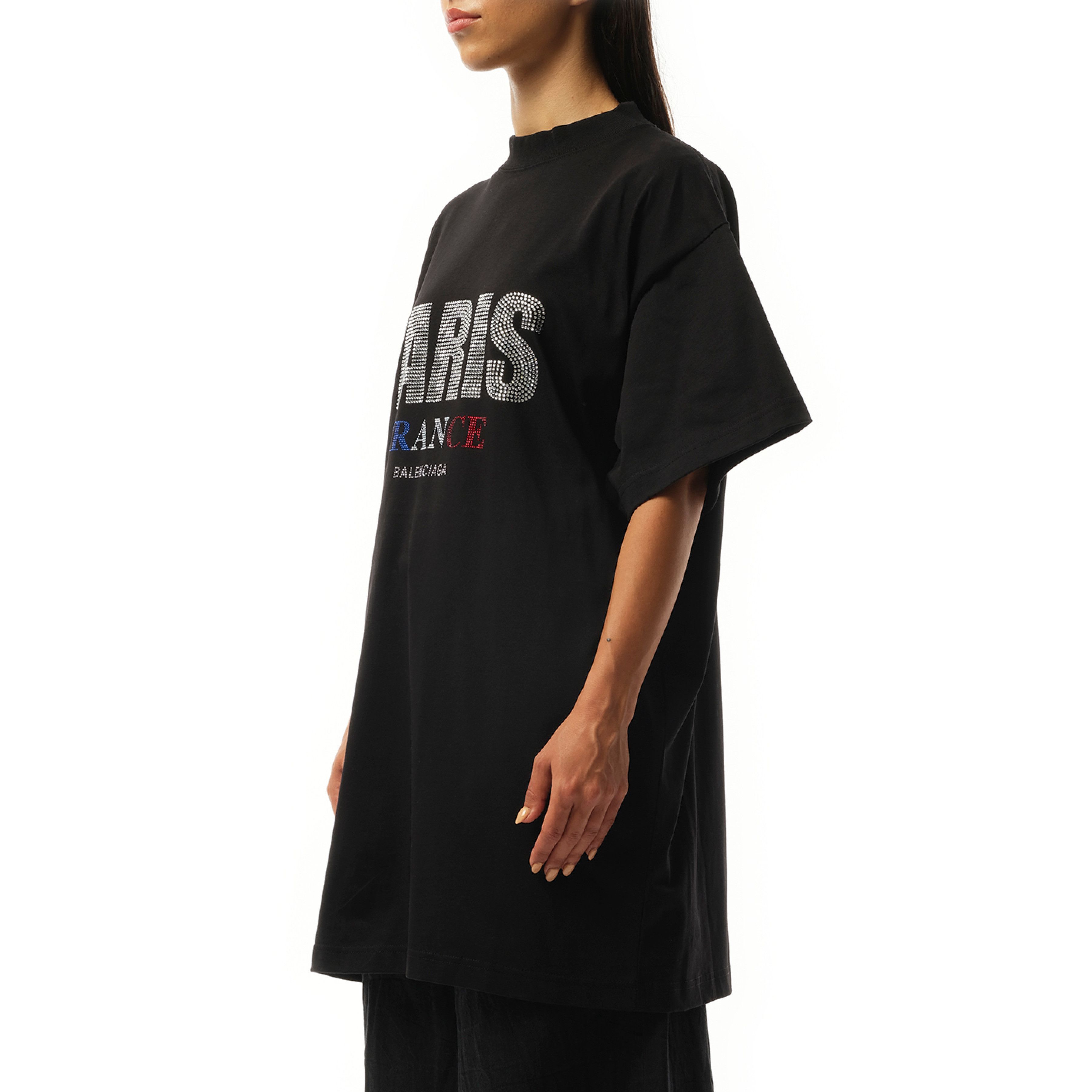Balenciaga o1tr1nto0326 Paris Strass Oversized T-Shirt in Black Size S / US 4 / IT 40 - 5 Thumbnail