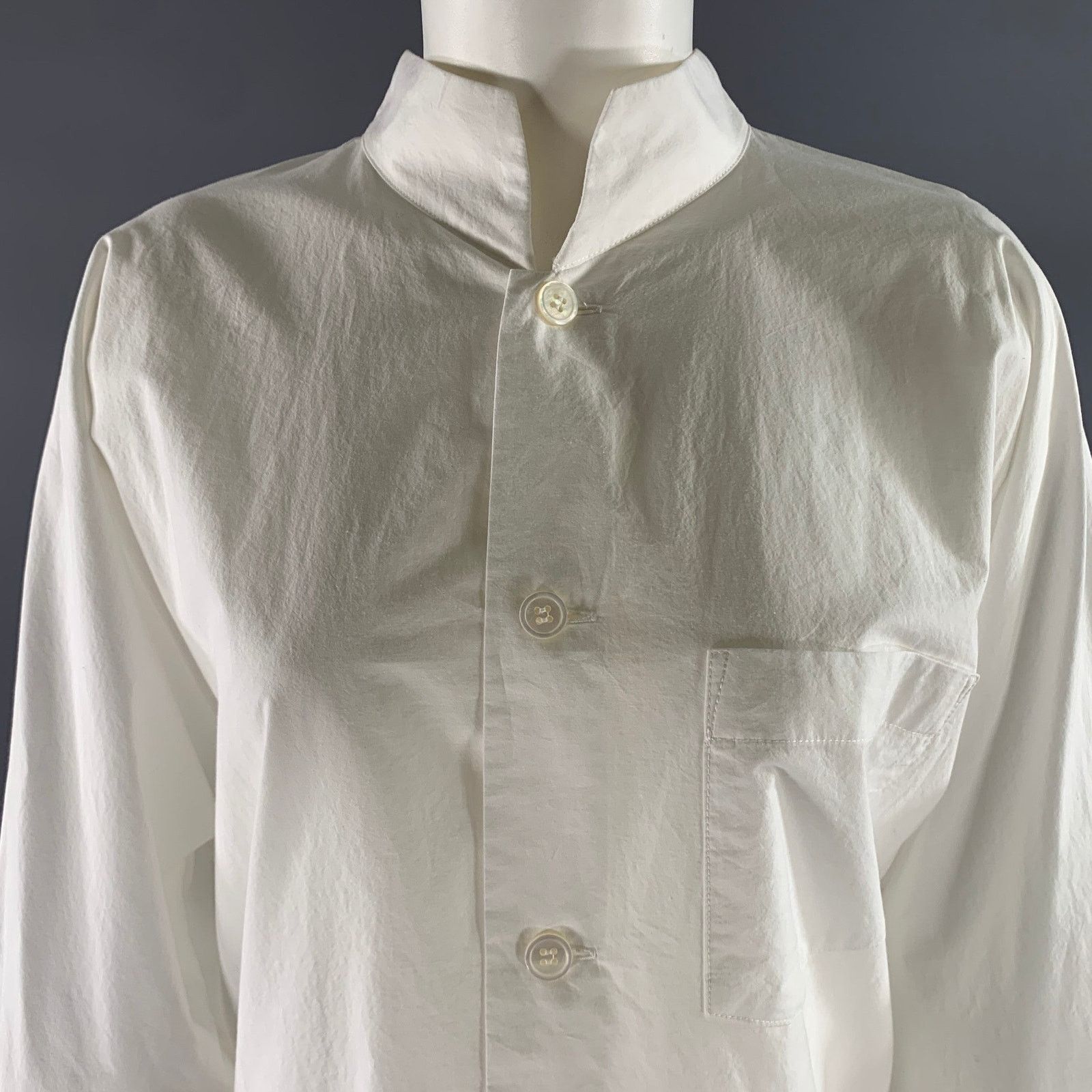 Issey Miyake ISSEY MIYAKE Size L White Cotton Nehru Collar Shirt Size US L / EU 52-54 / 3 - 2 Thumbnail