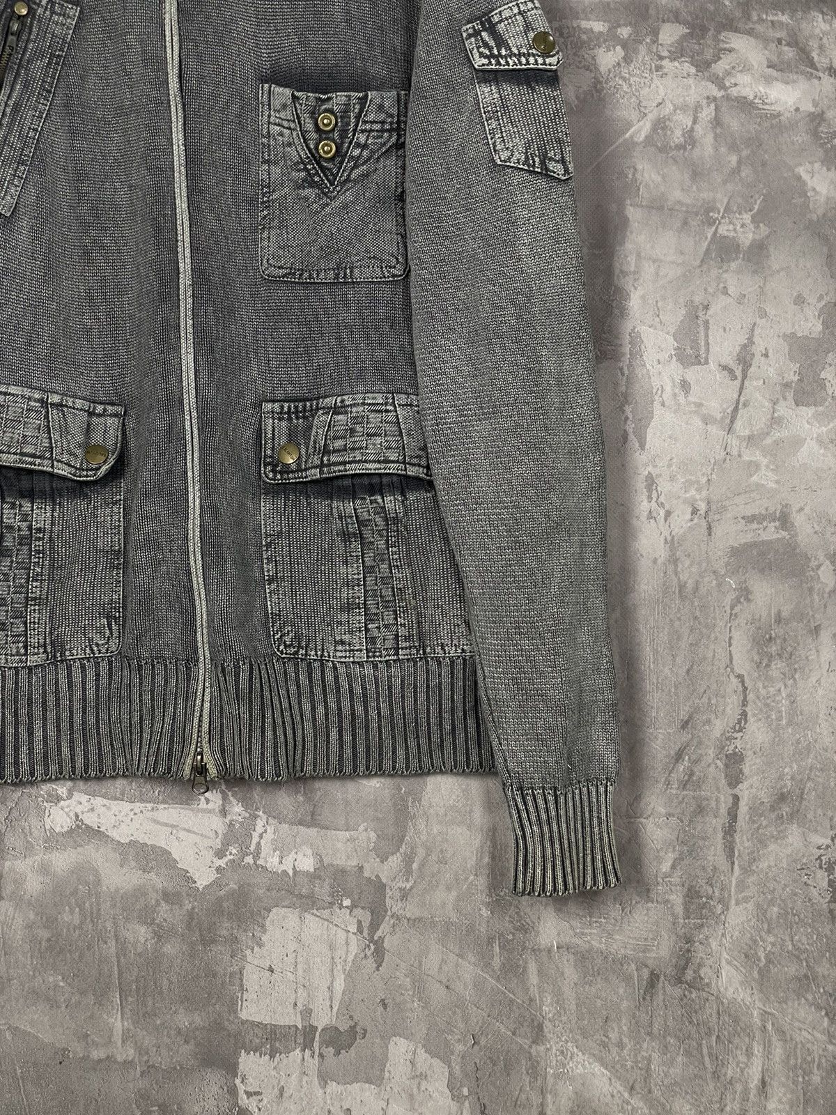 If Six Was Nine × Japanese Brand × Vintage Y2K VTG 90s Japanese style 3D striped knit sweater full zip Size US L / EU 52-54 / 3 - 6 Thumbnail
