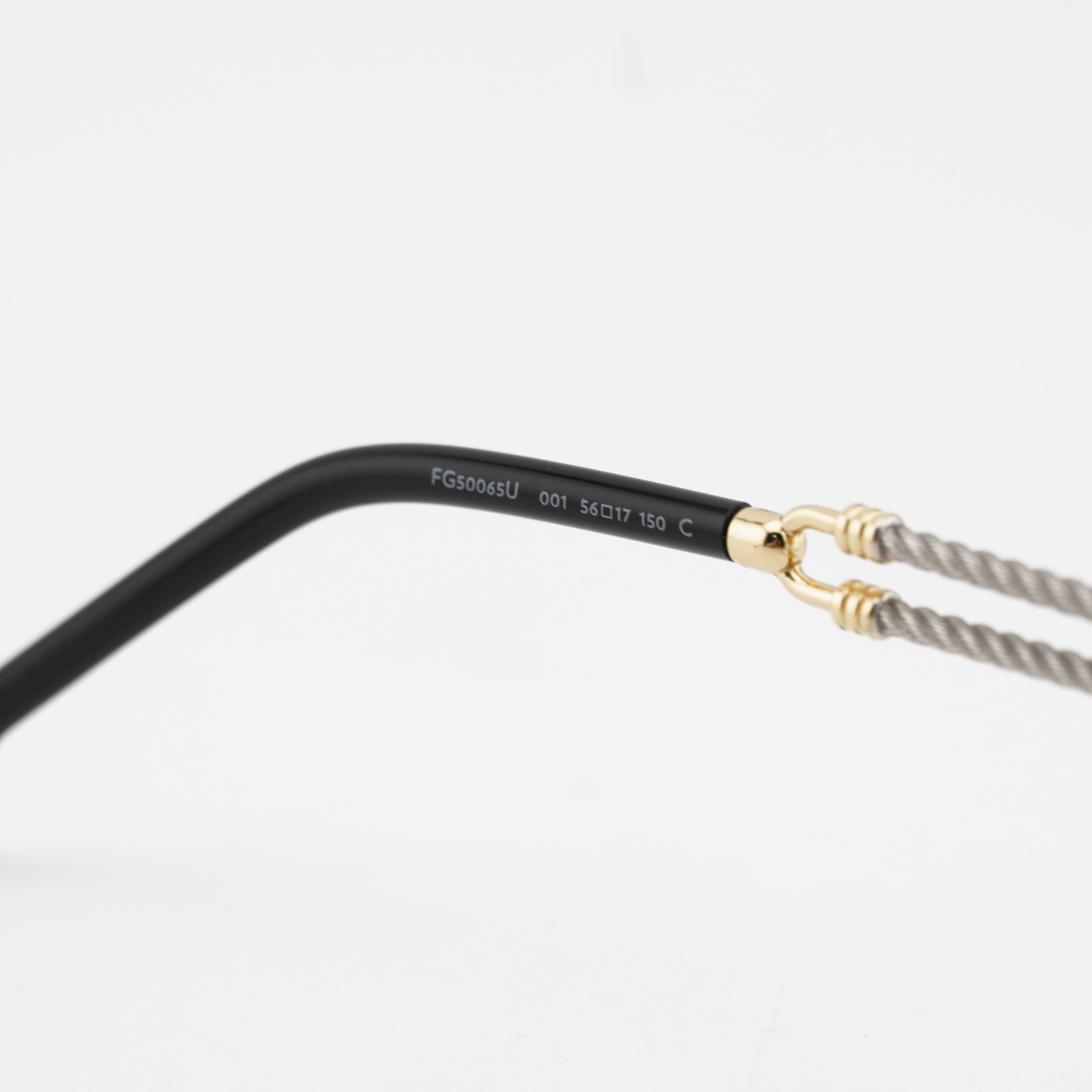 FRED Fred FG50065U 001 Eyeglasses Gold / Black 56mm Rectangle Size ONE SIZE - 5 Thumbnail