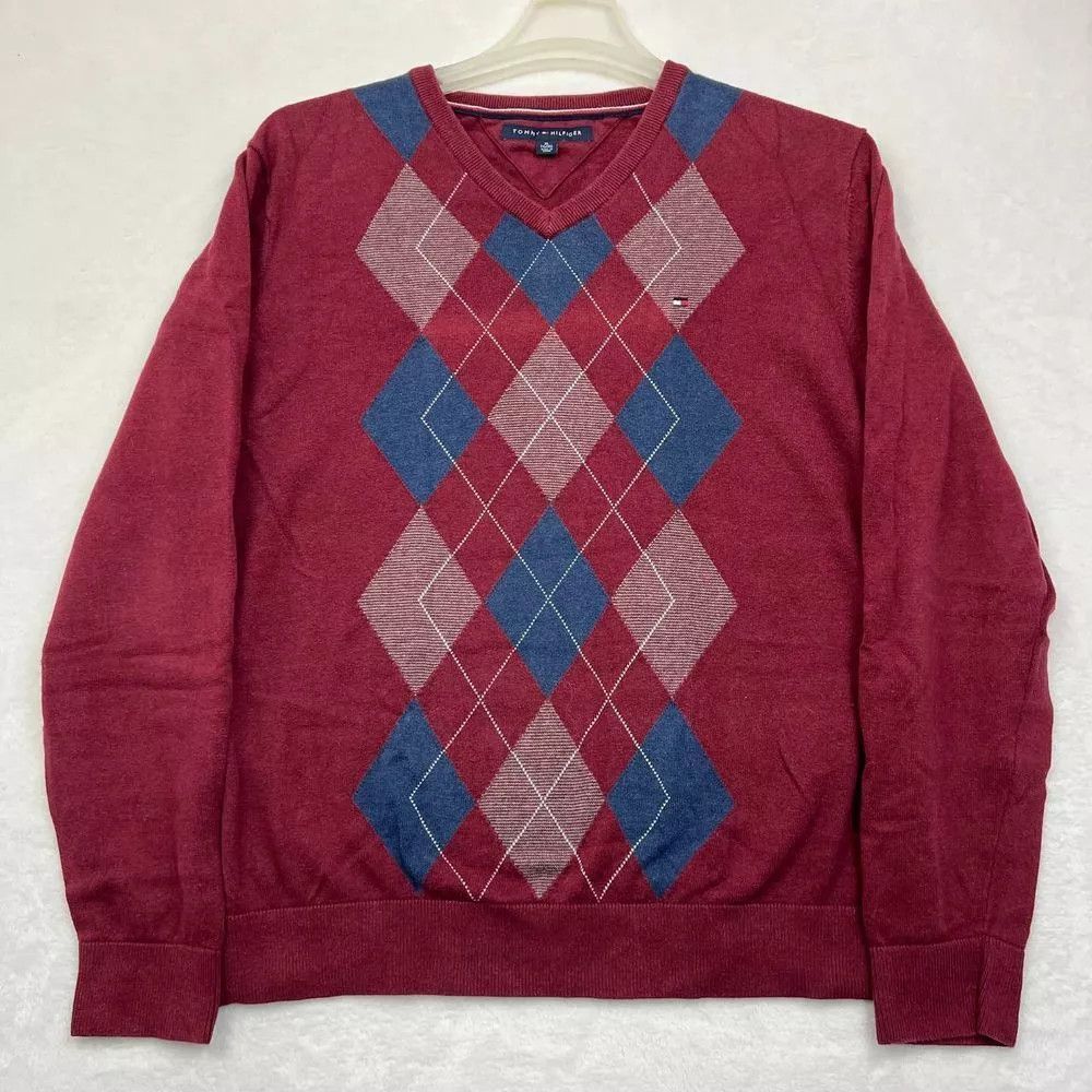 Tommy Hilfiger Tommy Hilfiger Sweatshirt Men Argyle Pullover Long Sleeve XL Size US XL / EU 56 / 4 - 1 Thumbnail