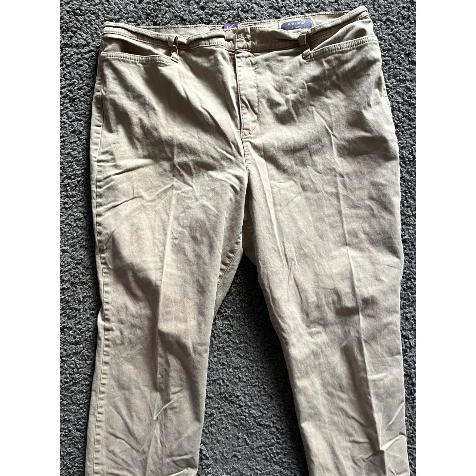 Gloria Vanderbilt Gloria Vanderbilt Amanda Womens 16 Beige Classic Fit Tapered Chino Twill Pant Size 38" / US 16 / IT 52 - 2 Thumbnail