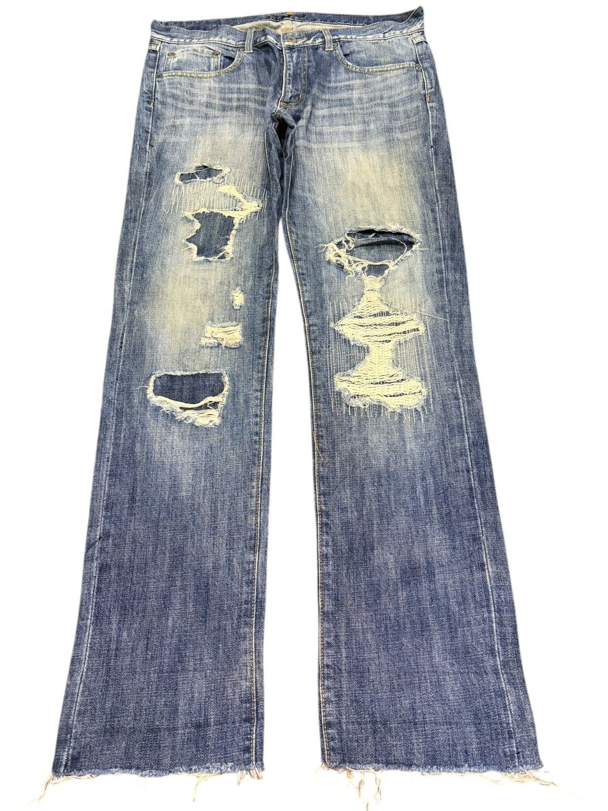NANO universe Vintage Nano Universe Patchwork Distressed Jeans Size US 34 / EU 50 - 1 Thumbnail