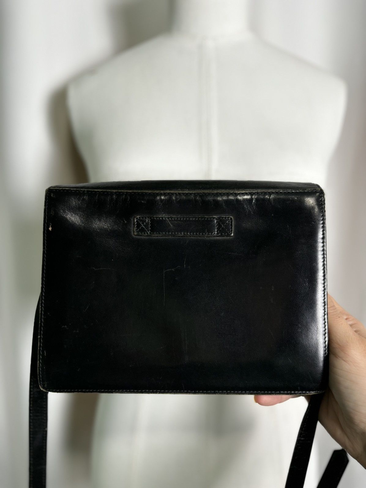 Vintage Jean Paul Gaultier Black Leather Metal Plate Purse