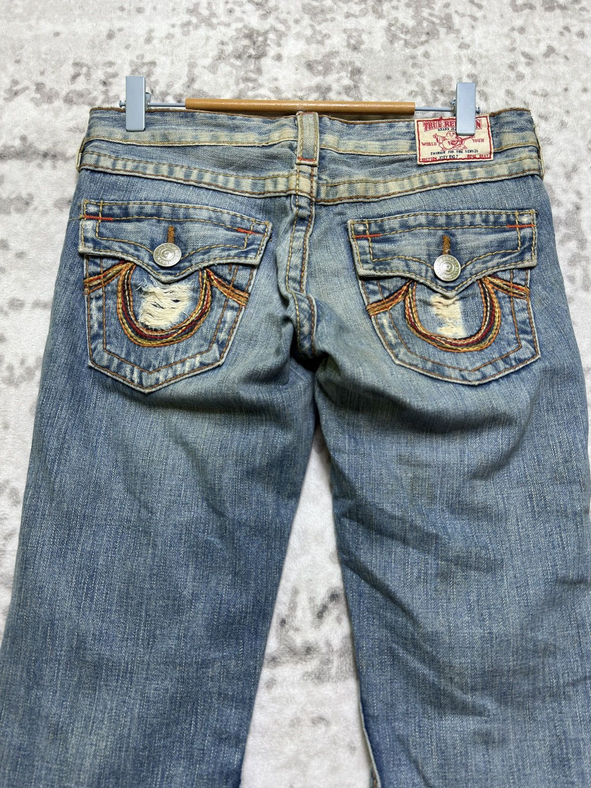 True Religion True Religion Joey Big T Bootcut Low Rise Distressed Jeans Size US 30 / EU 46 - 8 Thumbnail