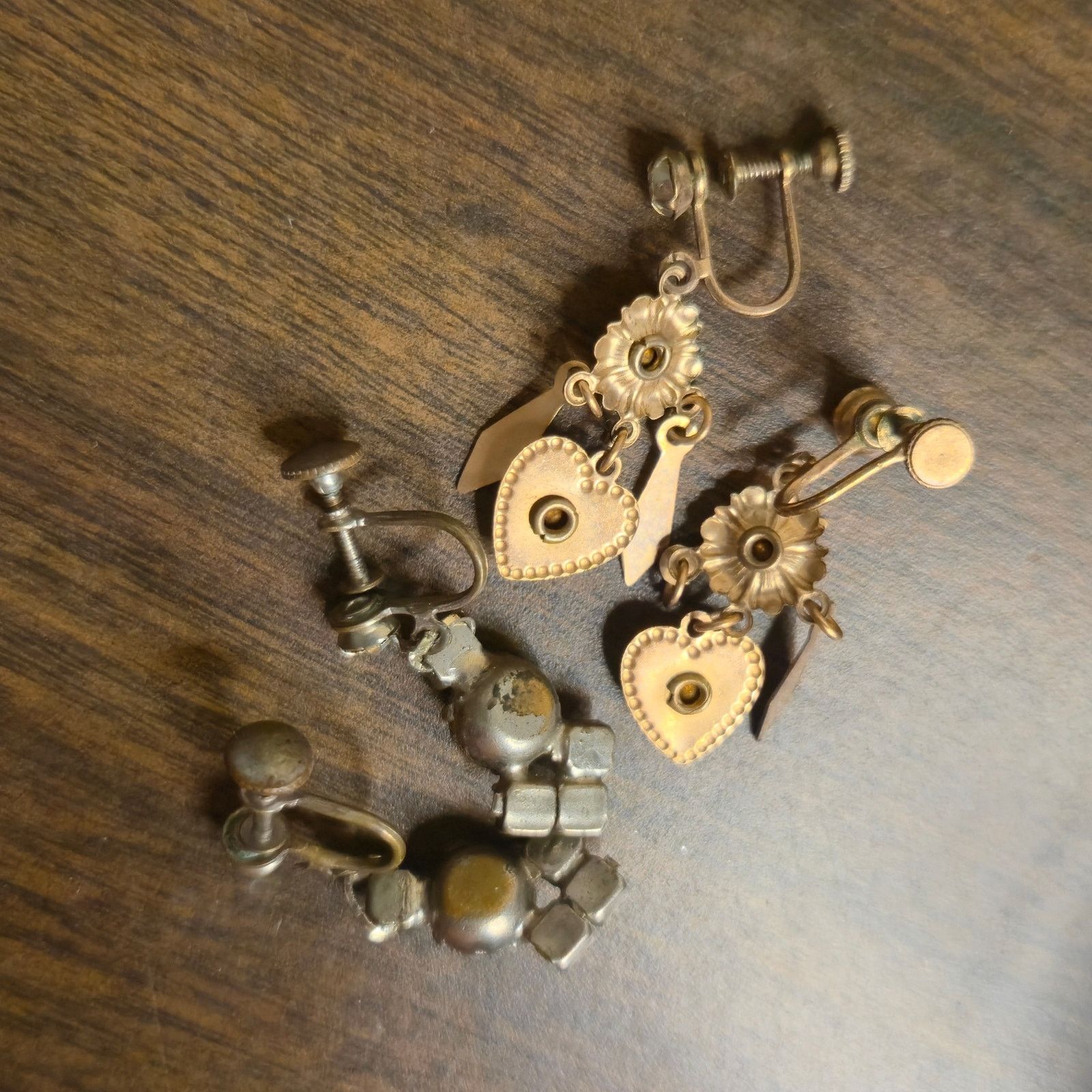 Vintage Vintage Rhinestone Dangle Earrings Screwback Estate Jewelry Size ONE SIZE - 6 Thumbnail
