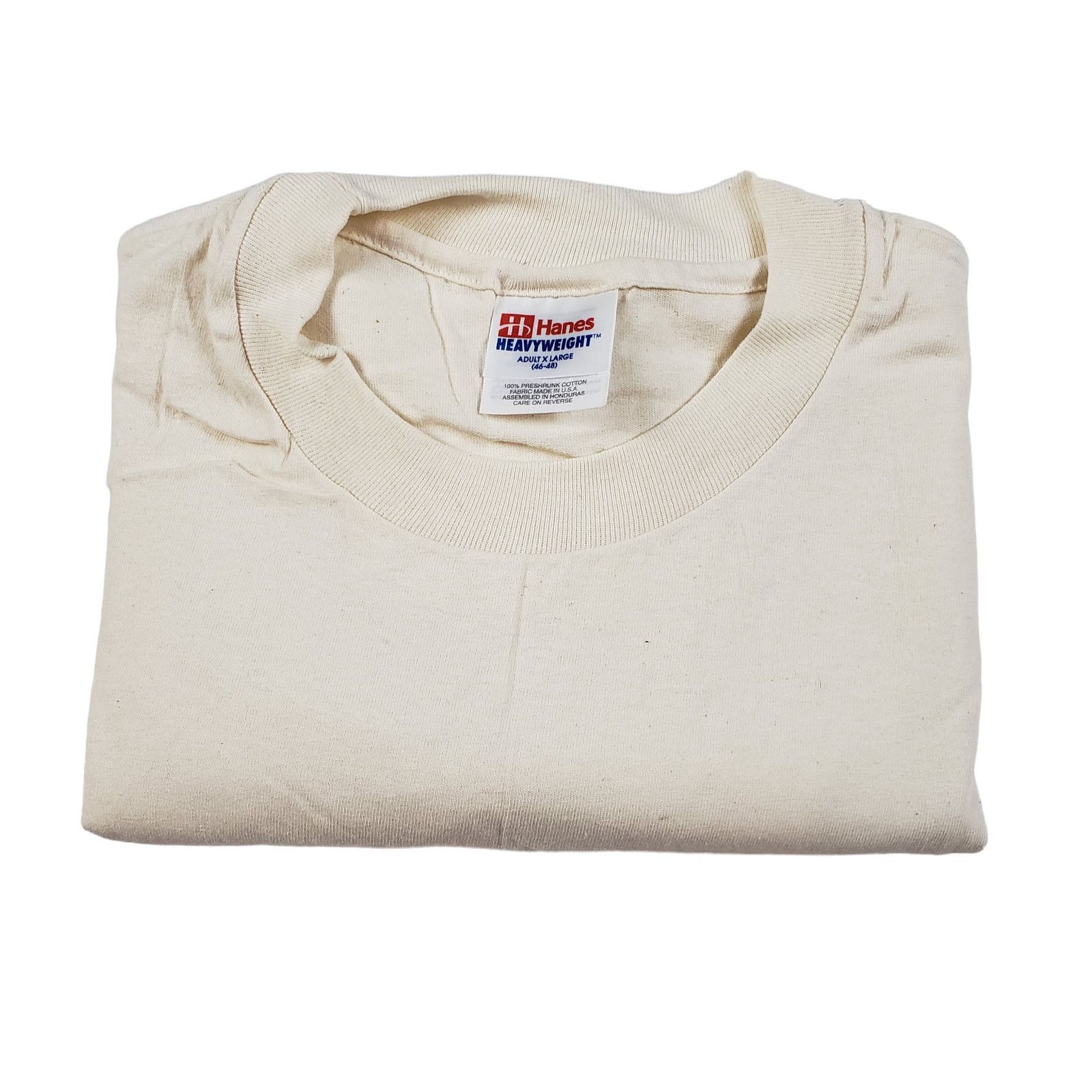 Hanes × Vintage Vintage 90s Hanes Blank Cream T-shirt Size US XL / EU 56 / 4 - 1 Thumbnail