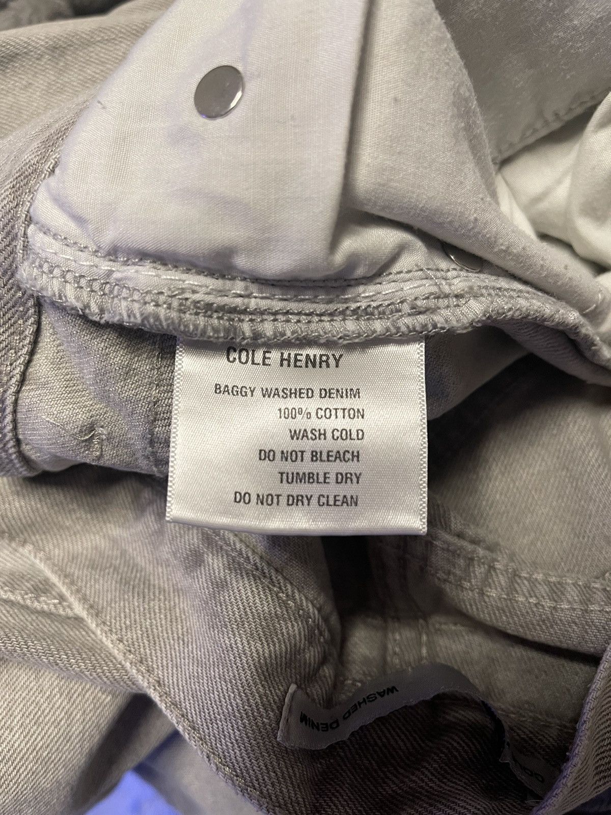 Cole Henry × basketcase gallery Cole Henry Washed Denim Jeans Light Grey Baggy V1 Size US 35 - 3 Thumbnail