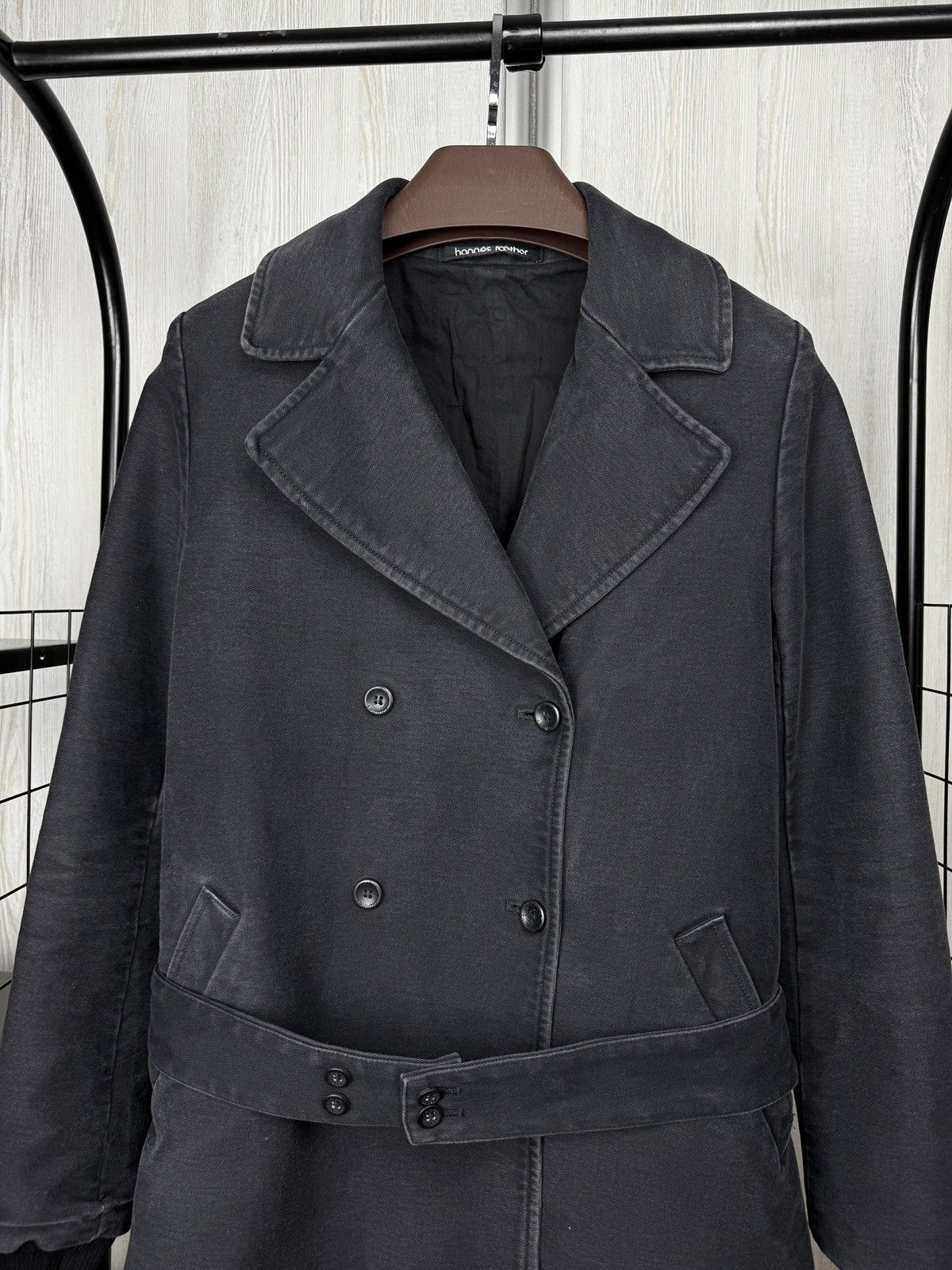 hannes roether hannes roether stone washed belted double-breasted coat sz S Size S / US 4 / IT 40 - 3 Thumbnail