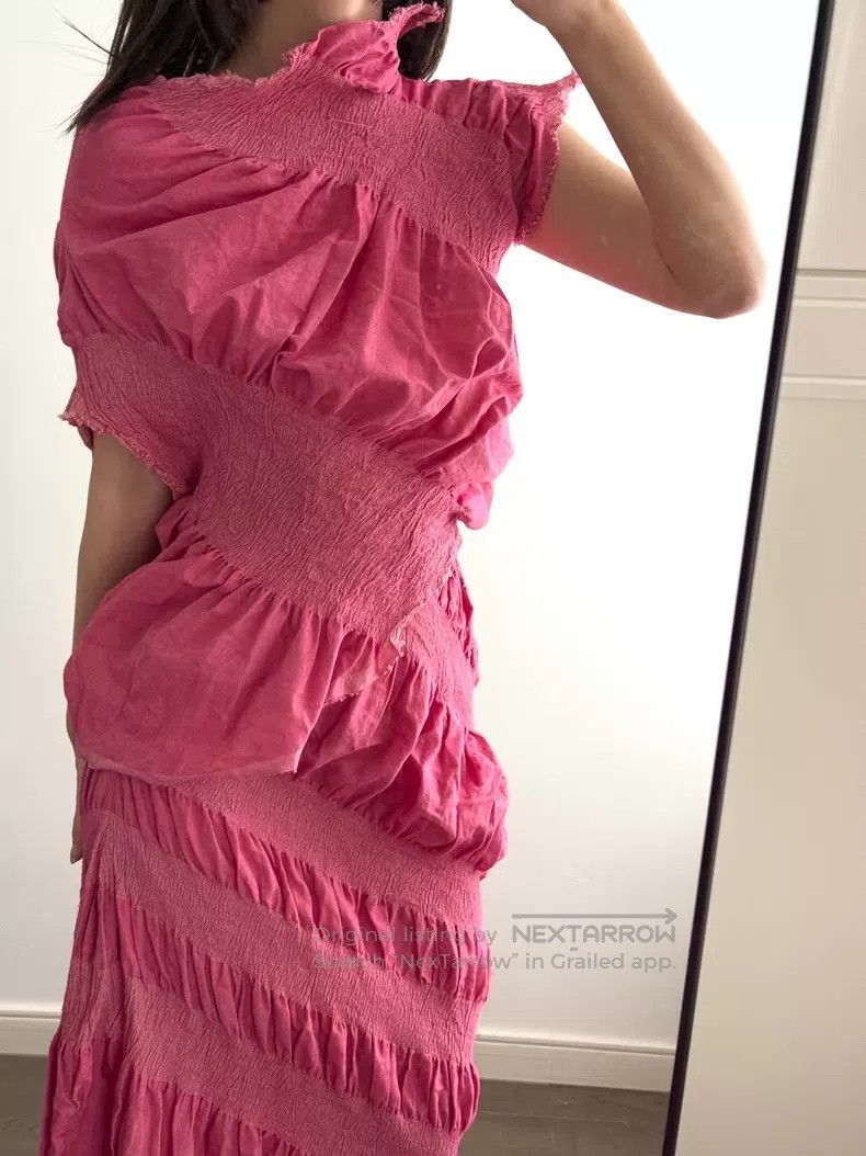 Issey Miyake Issey Miyake Pink Irregular Ruched Set (Top & Long Skirt) Size M / US 6-8 / IT 42-44 - 2 Thumbnail