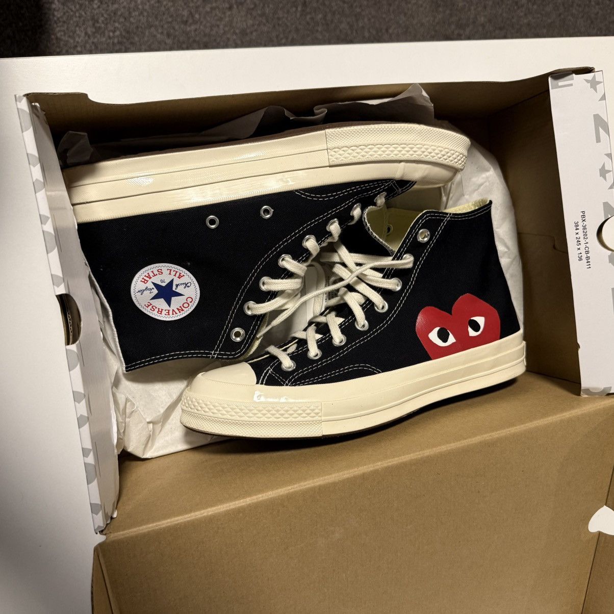 Comme des Garcons Converse Chuck Taylor Hi x CDG Comme des Black Sneakers Size US 10 / EU 43 - 9 Thumbnail
