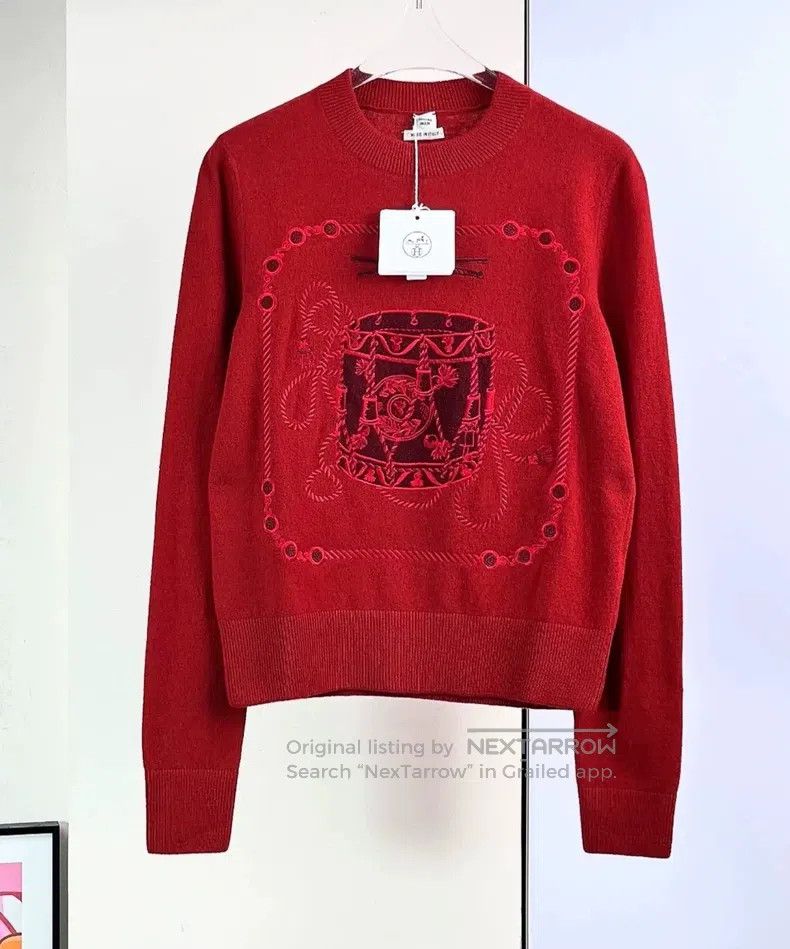 Hermes Hermes Red Round Neck Knit Top Size XXS / US 00 / IT 34 - 1 Thumbnail