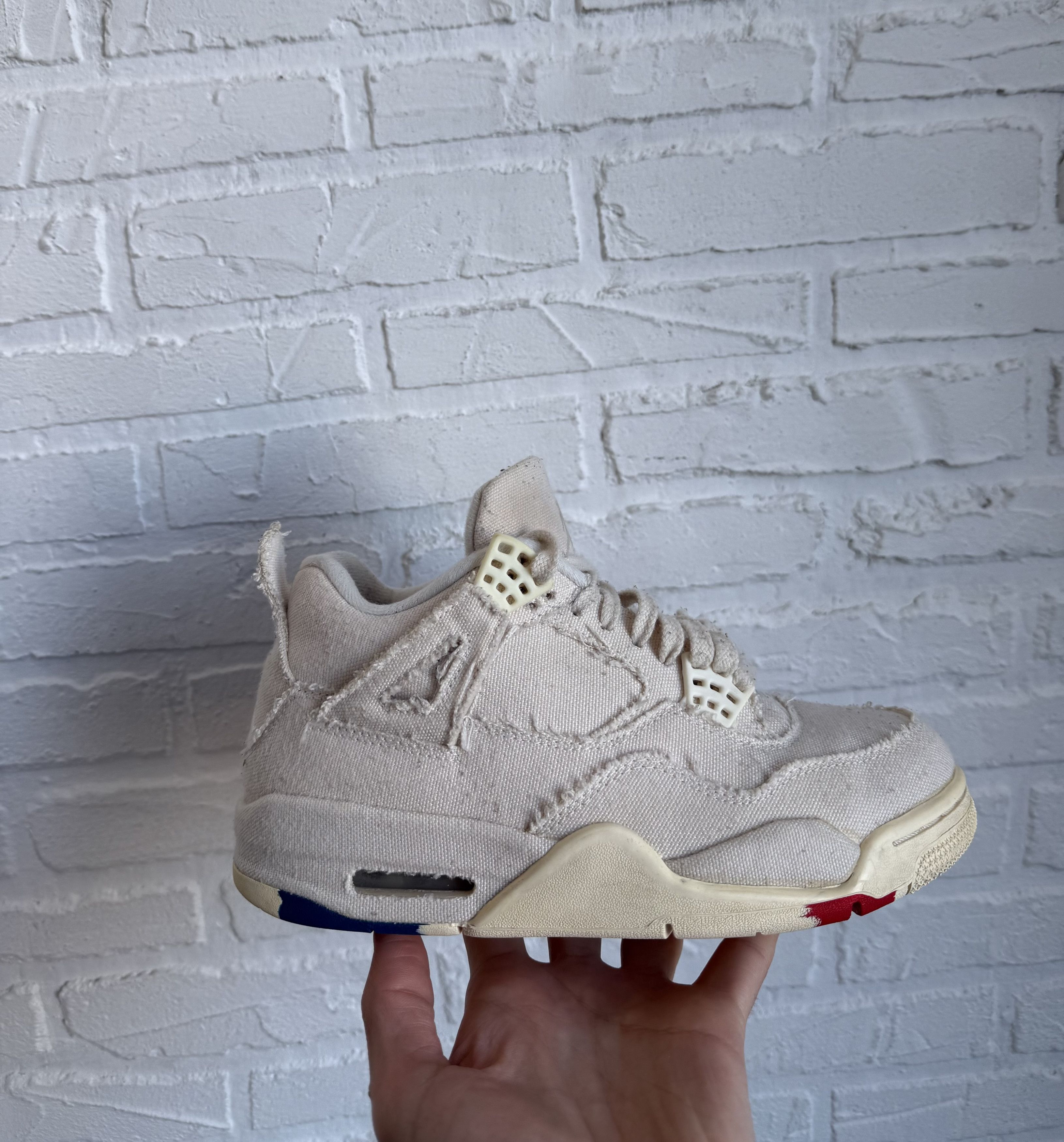 Nike Nike Air Jordan 4 Sail Blank Canvas Cement Grey Size US 6.5 / IT 36.5 - 1 Thumbnail