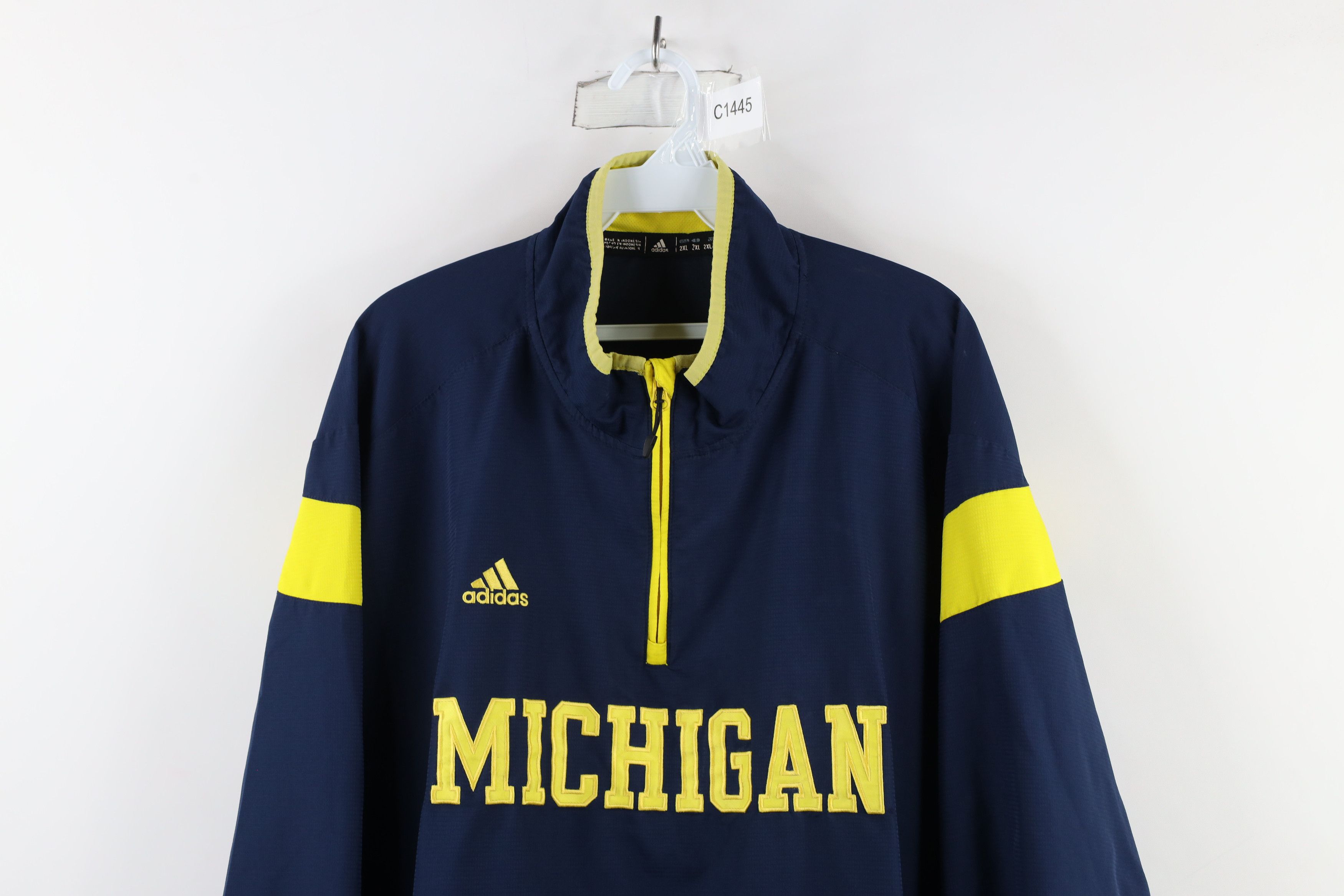 Adidas × Vintage Adidas University of Michigan Football Half Zip Jacket Blue Size US XXL / EU 58 / 5 - 2 Thumbnail