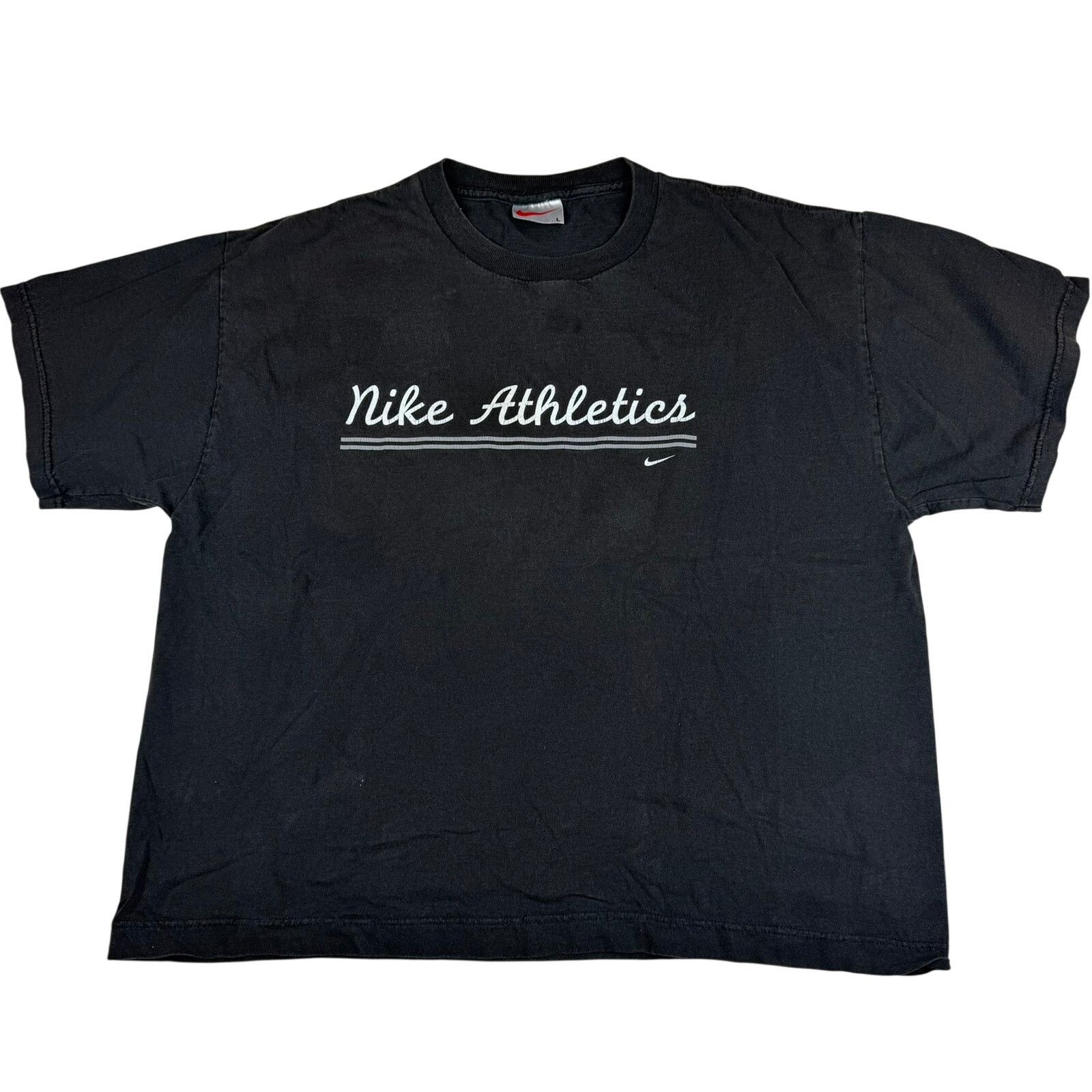 Nike Vintage Nike Athletics Script T-Shirt Black Size L Size L / US 10 / IT 46 - 1 Thumbnail