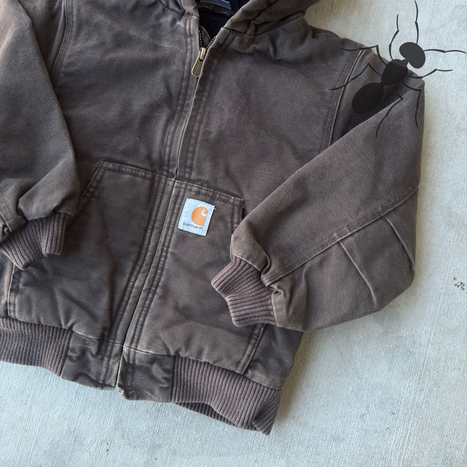 Carhartt × Vintage Vintage Y2K Carhartt YOUTH brown hooded work wear jacket Size US XXS / EU 40 - 4 Thumbnail