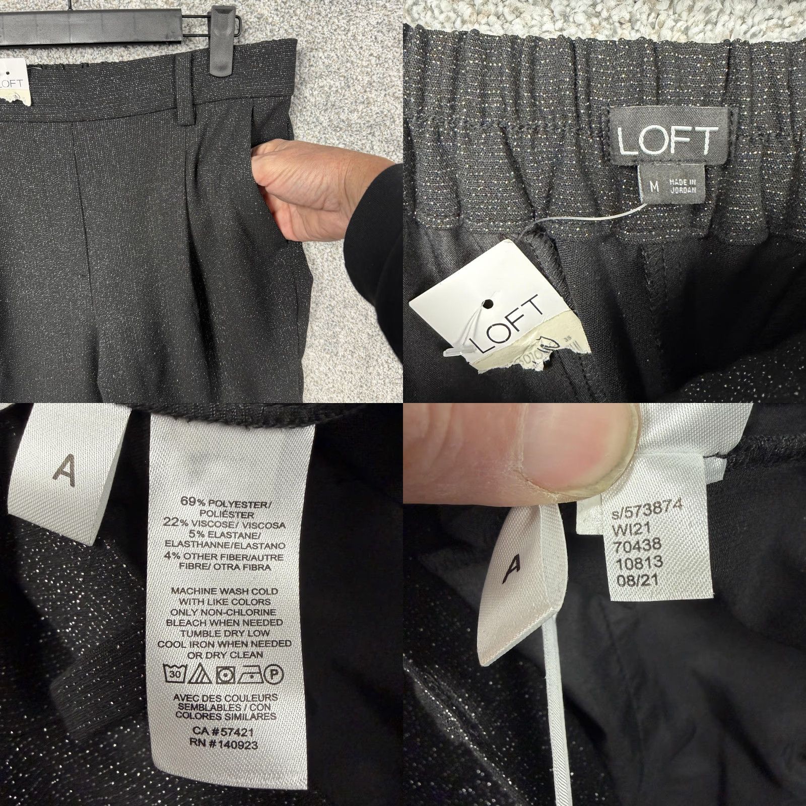 Loft LOFT Pants Medium Black Silver Sparkle Ankle Dressy Business Casual Party Glam Size 32" / US 10 / IT 46 - 8 Thumbnail