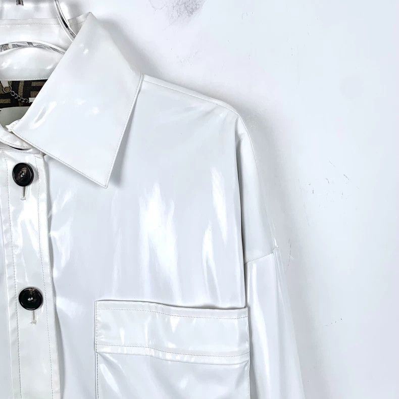Fendi Fendi White Patent Leather Long Sleeve Shirt Size US S / EU 44-46 / 1 - 3 Thumbnail
