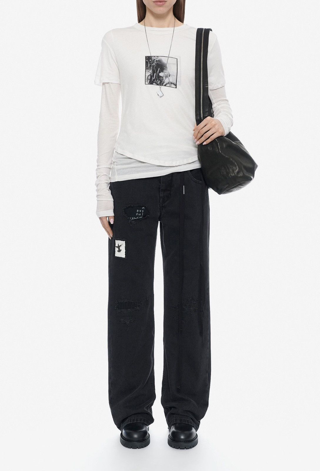 Ann Demeulemeester Ann Demeulemeester Fiene Biker Kiss Cotton Short-Sleeve Top Size XS / US 0-2 / IT 36-38 - 4 Thumbnail