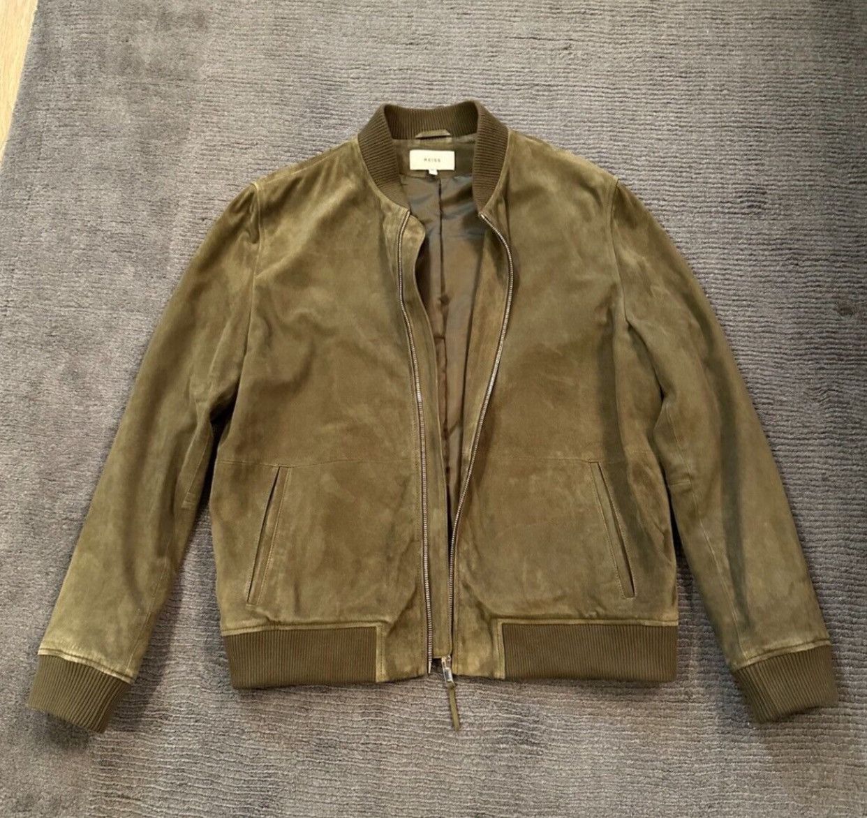 Reiss Reiss Suede Bomber Jacket - Medium - Olive Green Size US M / EU 48-50 / 2 - 13 Thumbnail