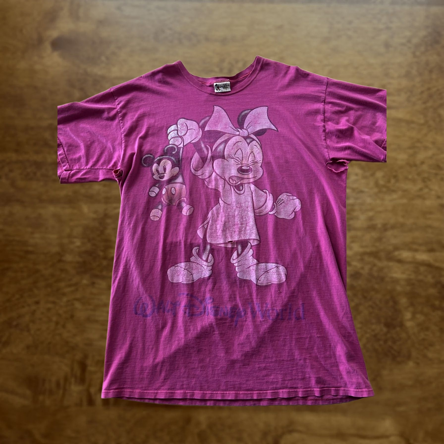 Disney VINTAGE Disney Minnie Mickey Shirt Womens Large Pink Walt Disney World Sleep Tee Size L / US 10 / IT 46 - 1 Thumbnail