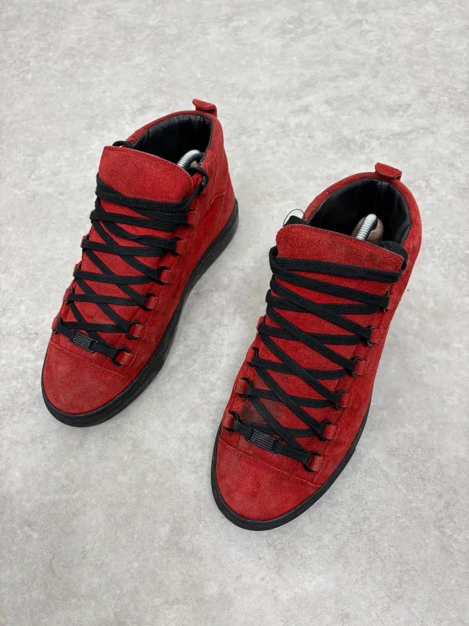 Balenciaga Balenciaga Arena Black & Red Suede Leather High Sneakers Size US 7.5 / EU 40-41 - 3 Thumbnail