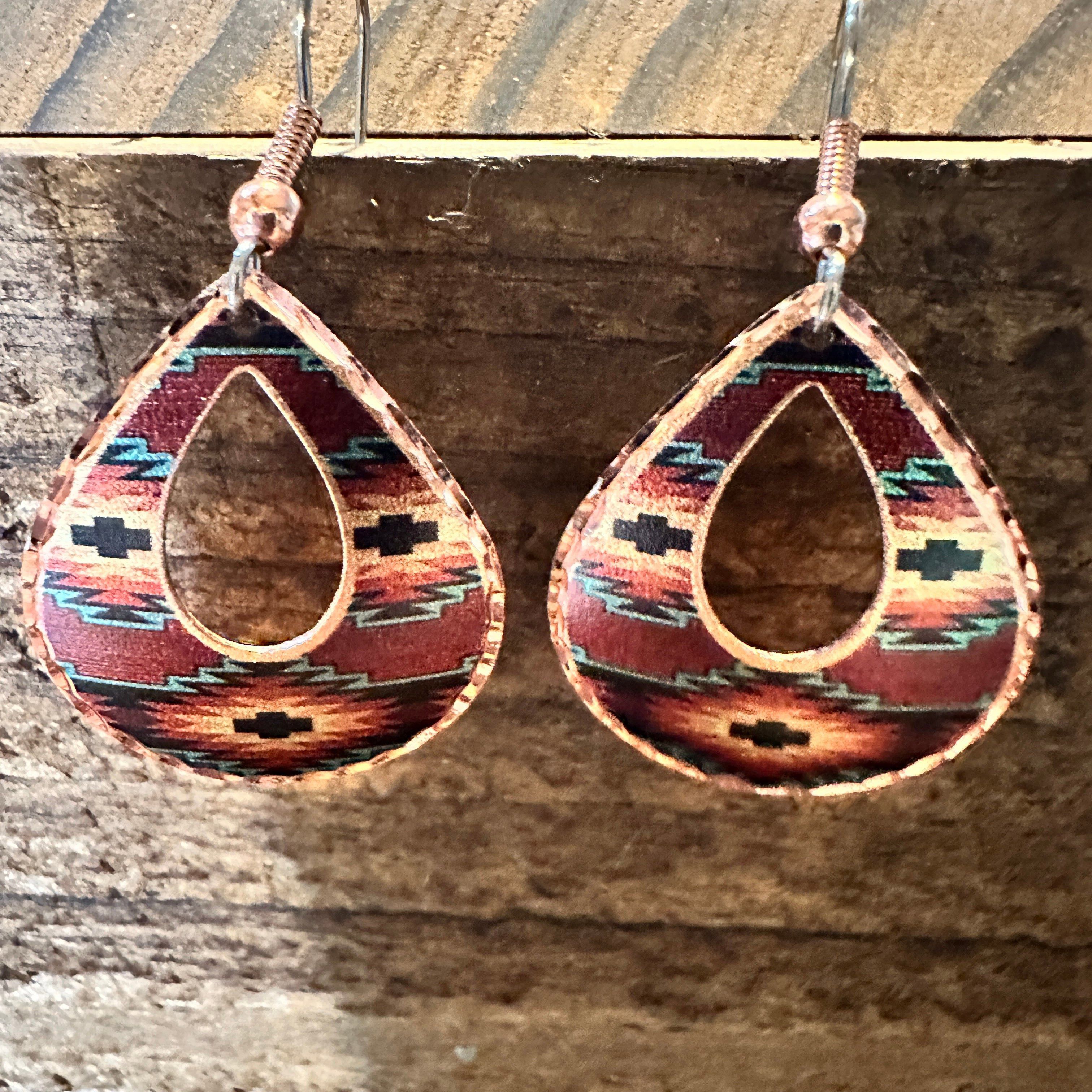 Other Handmade Boho Copper Earrings, Diamond Cut Southwestern Nati Size ONE SIZE - 3 Thumbnail