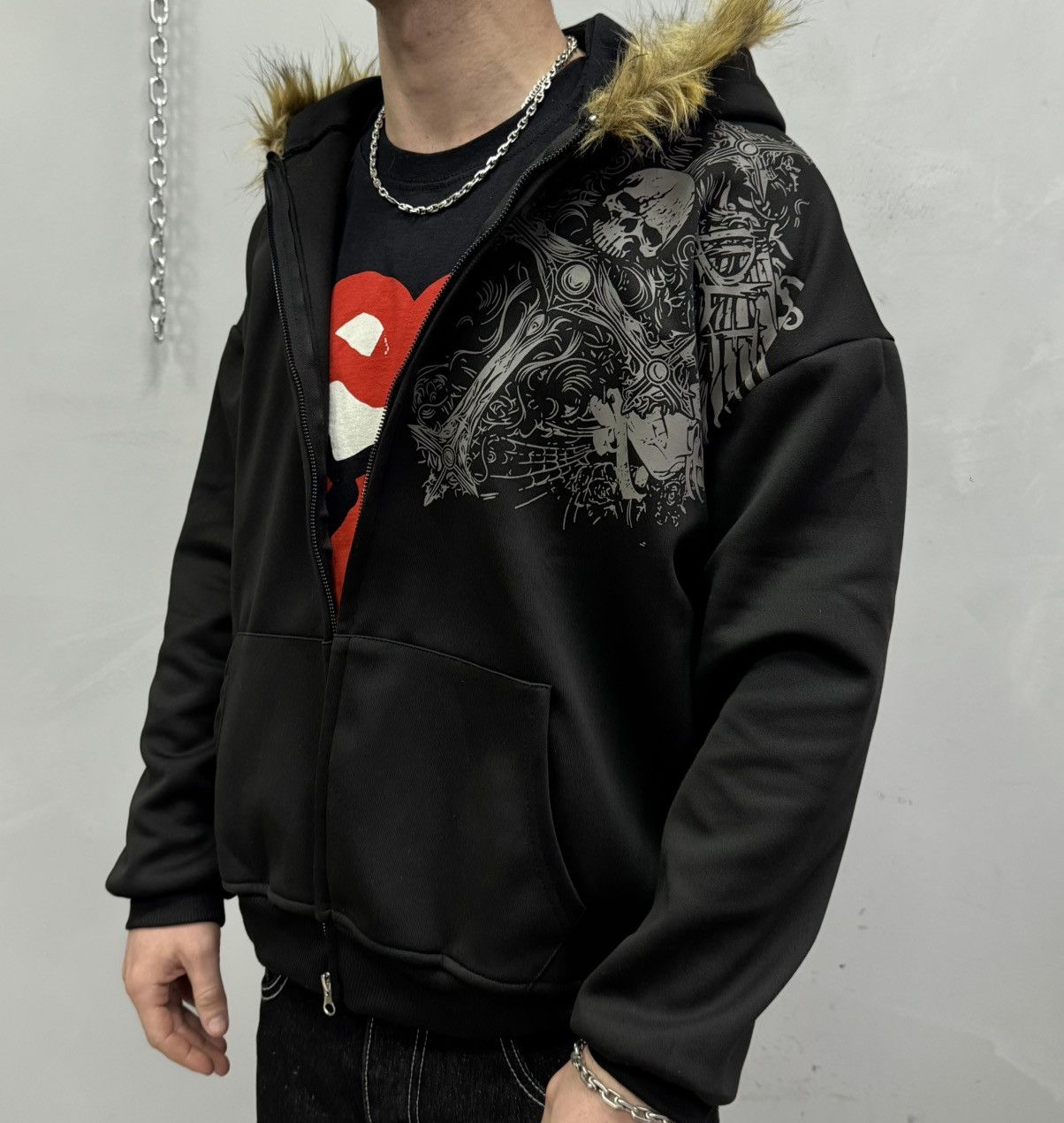 Le Grande Bleu (L.G.B.) Archive carti style legrandebleu fur fuzzy gothic hoodie Size US M / EU 48-50 / 2 - 6 Thumbnail