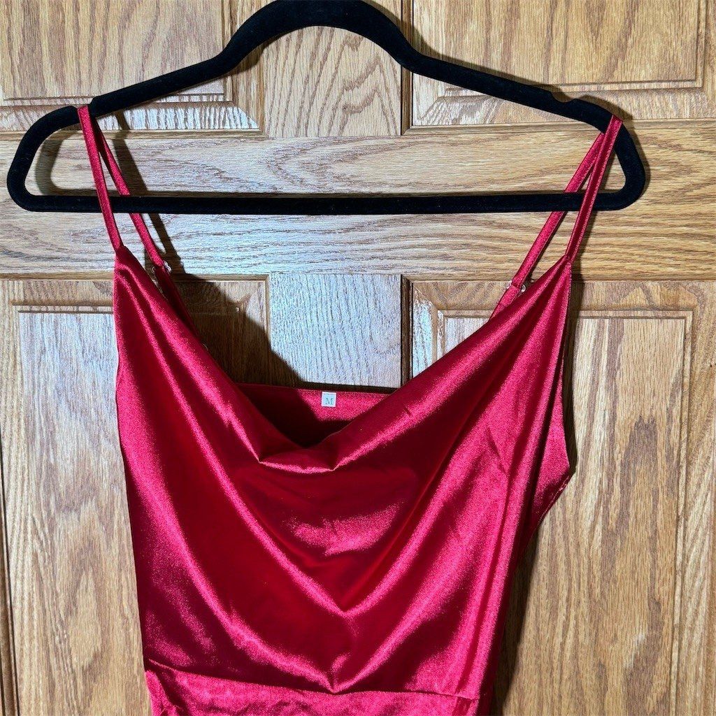 Other Dress Womens Size M Red Cowl Neck Ruched Bodycon Mini Party Size M / US 6-8 / IT 42-44 - 2 Thumbnail