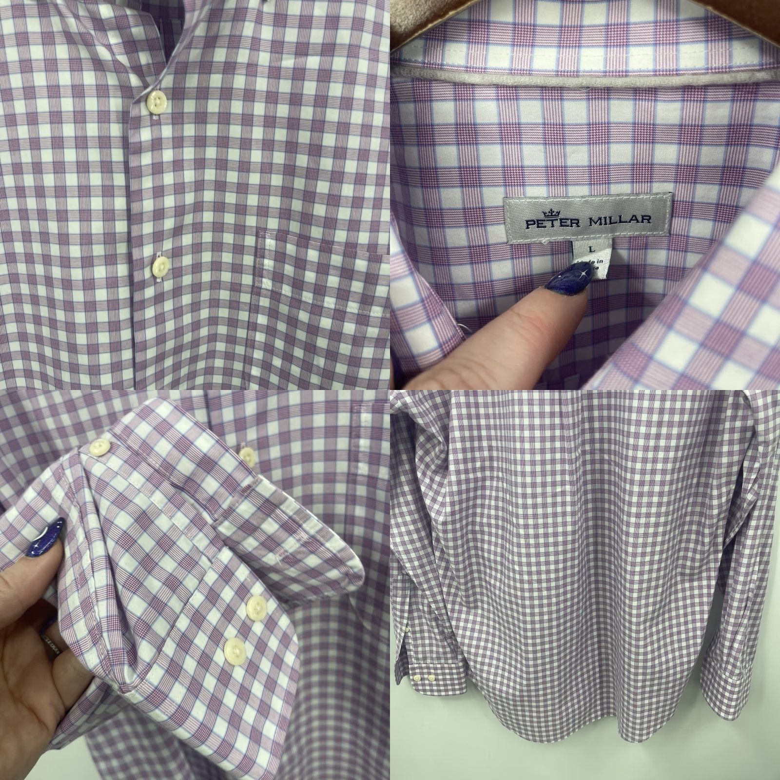 Peter Millar Peter Millar Shirt Men Large Windowpane Plaid Button Front Dad Quiet Lux Preppy Size US L / EU 52-54 / 3 - 8 Thumbnail