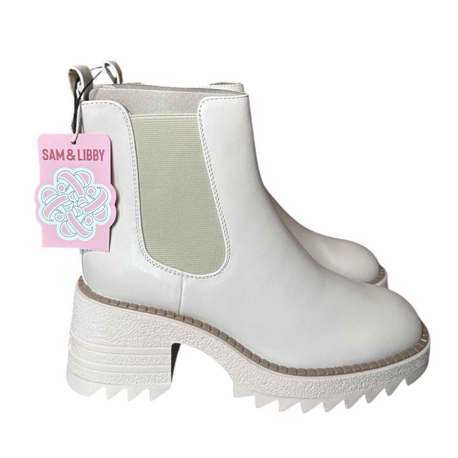 Other Sam & Libby Lennon Vanilla Ivory Lug Sole Chelsea Boots Sz 7 Size US 7 / IT 37 - 3 Thumbnail