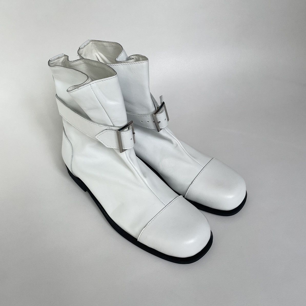 Comme des Garcons Square Toe Black Leather Buckle Boots Size US 8 / IT 38 - 11 Thumbnail