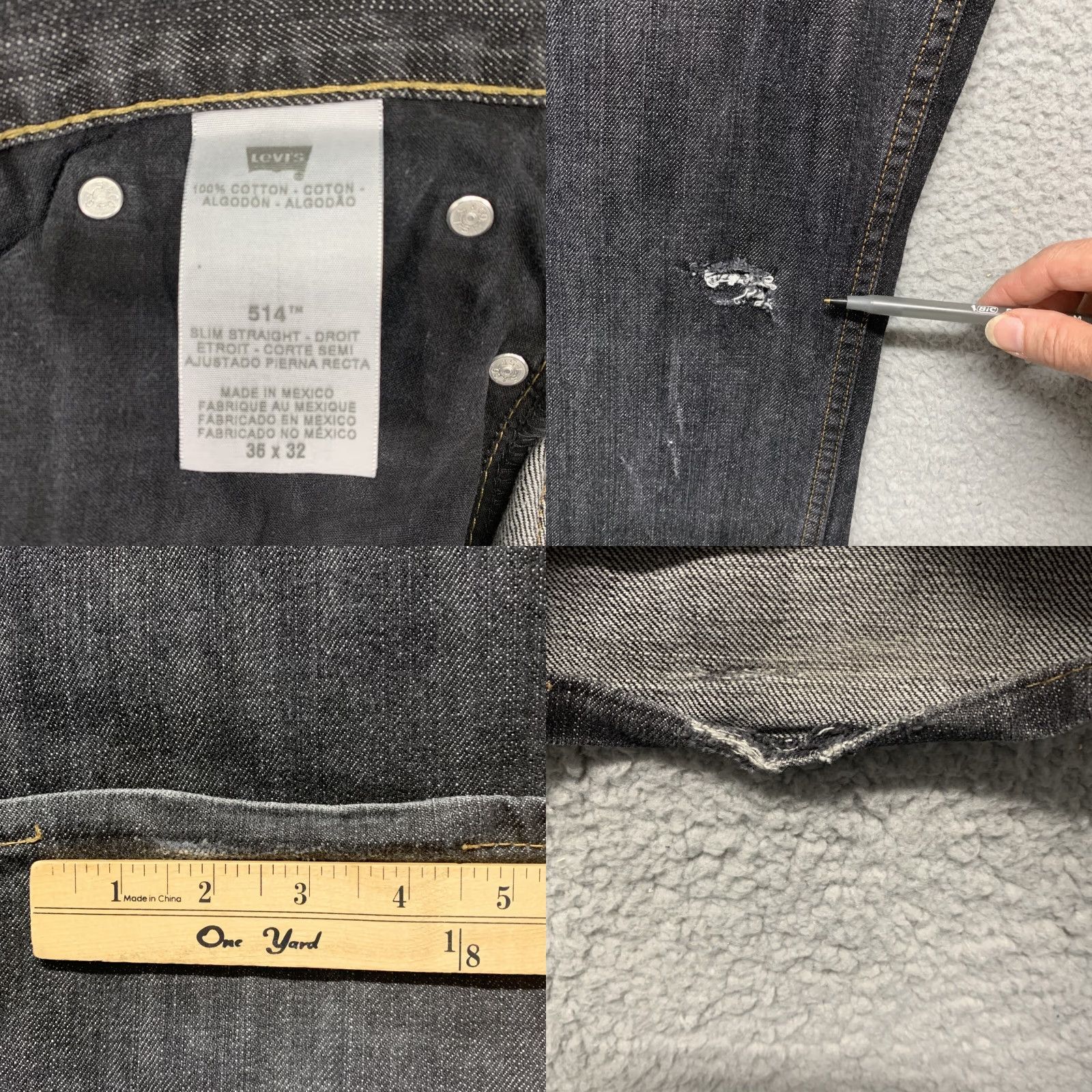 Levi's Levi's 514 Slim Straight Fit Jeans Mens Heather Black Denim 37W 32L Jeans Mens Slim Denim Size US 37 - 8 Thumbnail