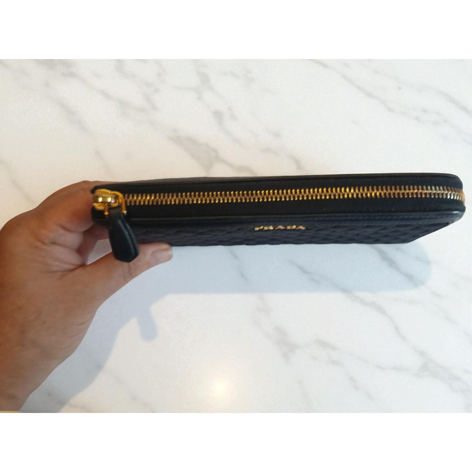 Prada Prada Tessuto Nylon Quilted Zip Around Wallet in Black Size ONE SIZE - 4 Thumbnail