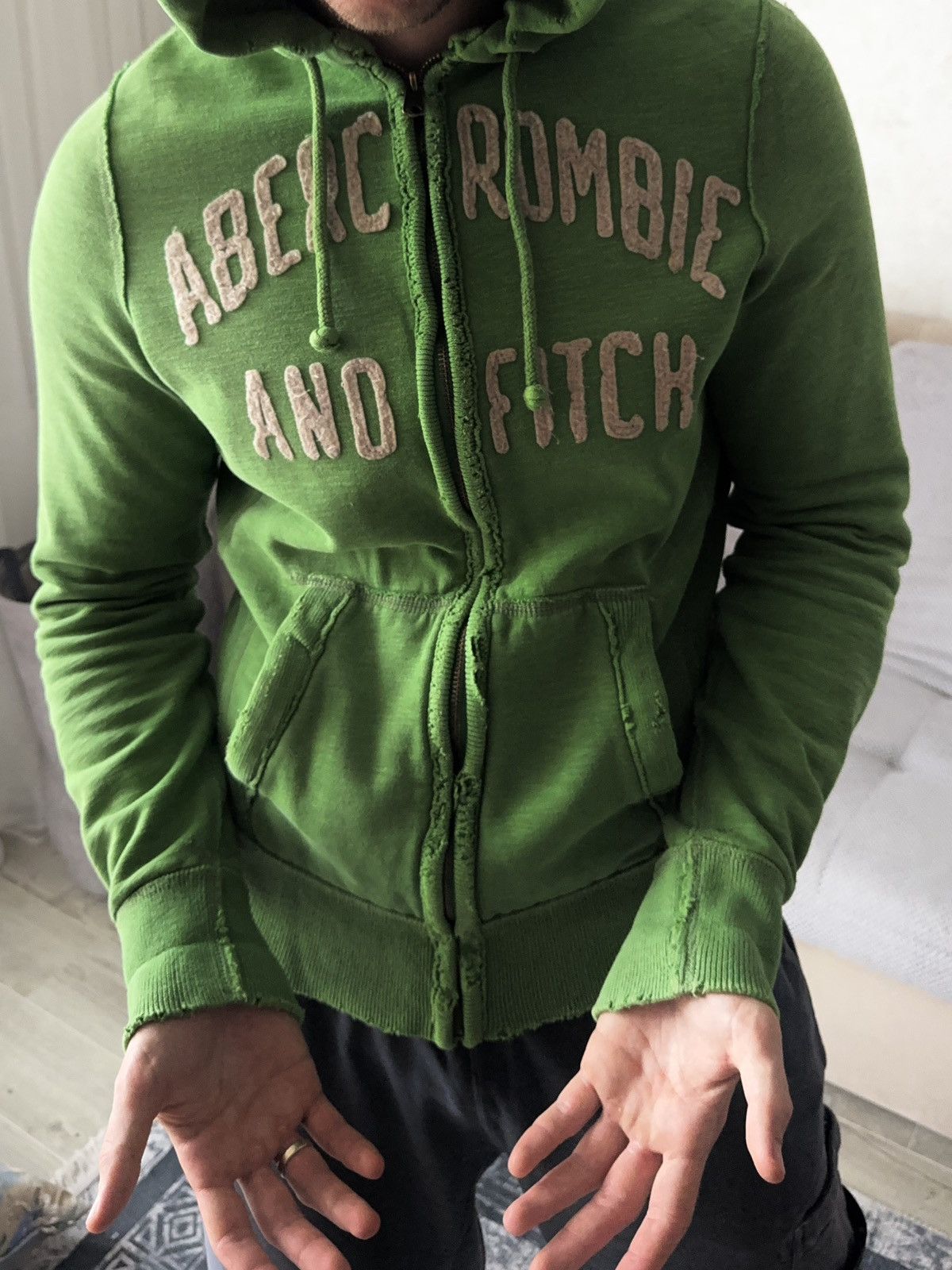 Abercrombie & Fitch Abercrombie & Fitch Y2K Distressed Green Zip Hoodie Size US M / EU 48-50 / 2 - 3 Thumbnail