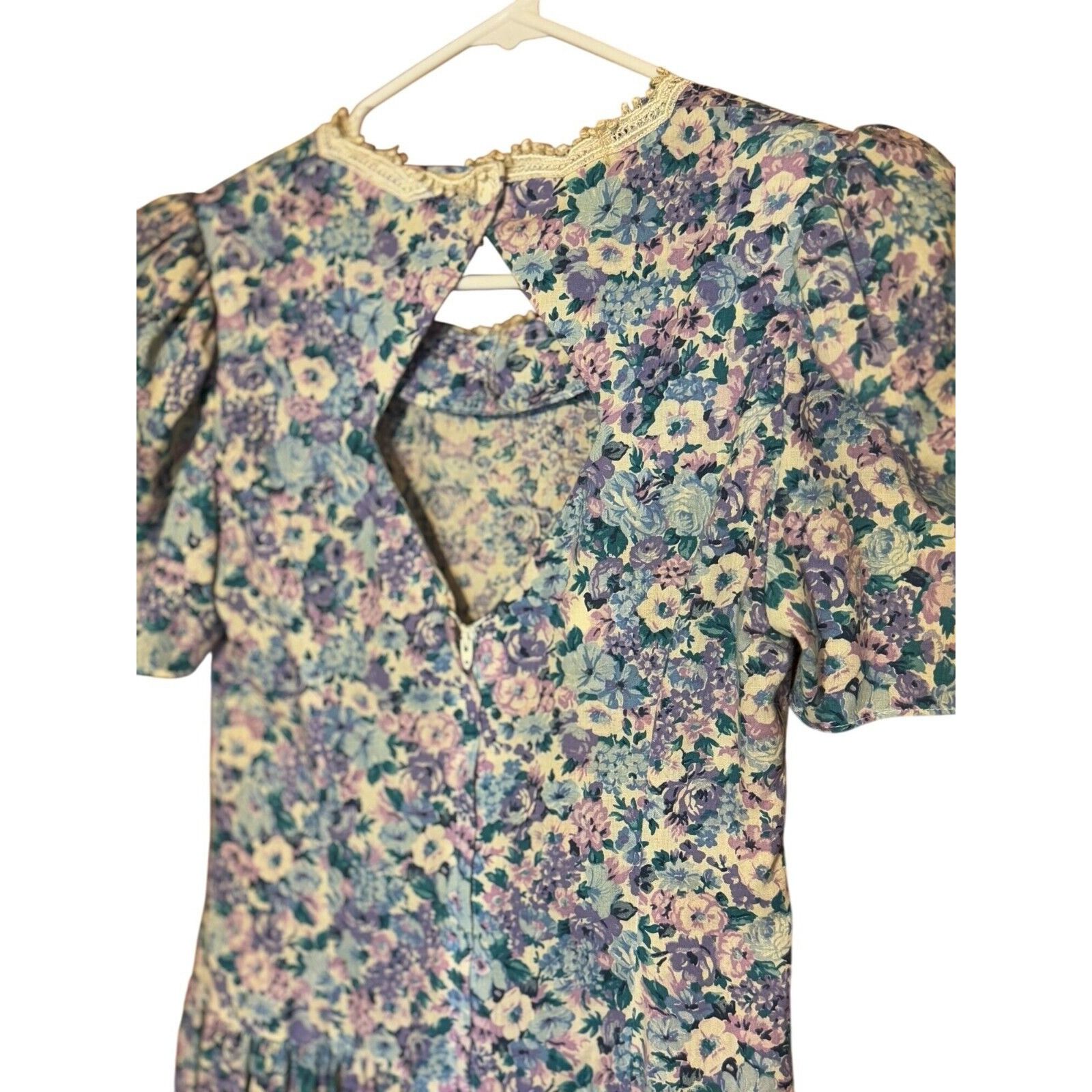 Other Vintage Gunne Sax Jessica McClintock Dress Floral Purple Blu Size XL / US 12-14 / IT 48-50 - 7 Thumbnail