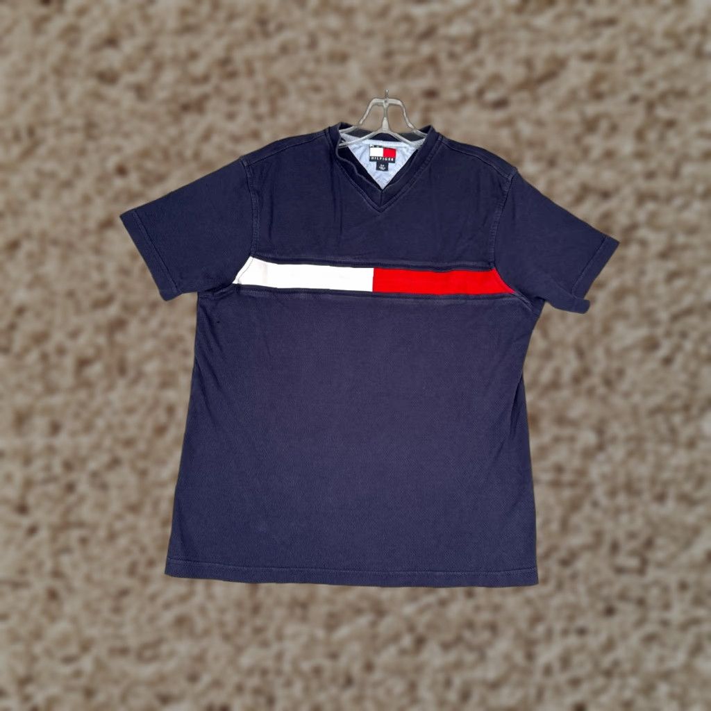 Tommy Hilfiger Tommy Hilfiger Shirt Adult Small Blue Short Sleeve V-Neck 100% Cotton Size US L / EU 52-54 / 3 - 1 Thumbnail