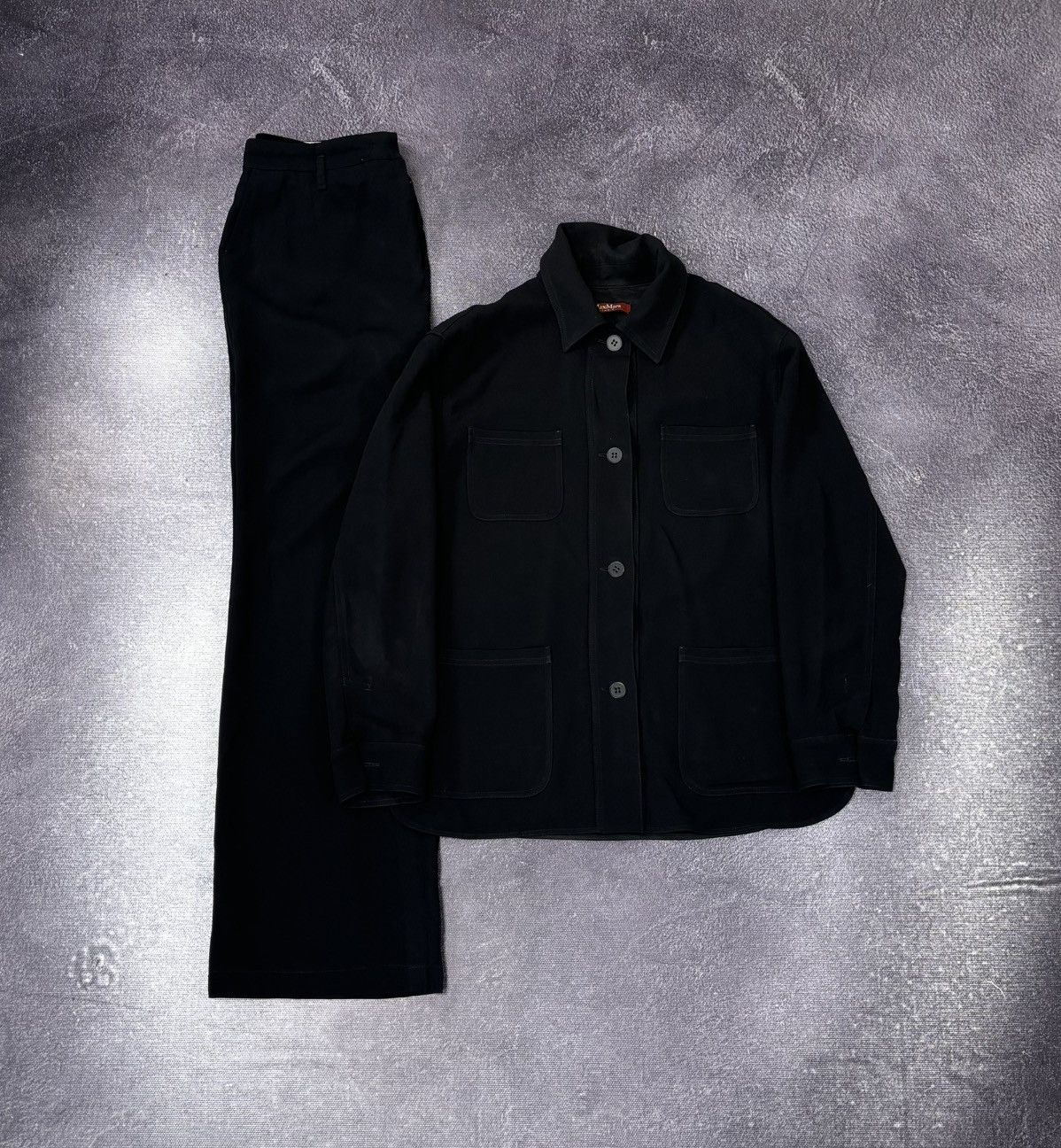 Max Mara Max Mara Studio Jacket & Flared Sable-Fabric Pants Suit Size M / US 6-8 / IT 42-44 - 1 Thumbnail