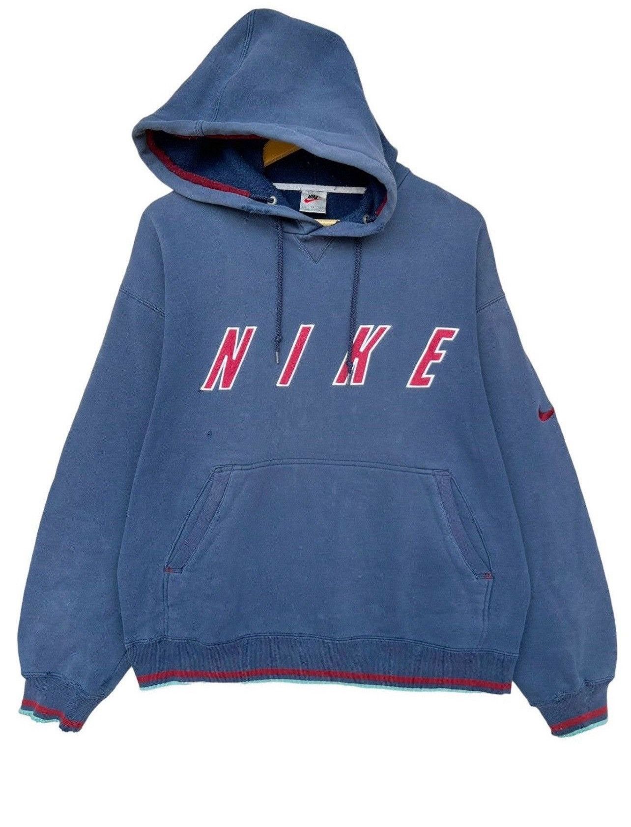 Nike Vintage Nike Embroidered Spellout Sunfaded Baggy Boxy Hoodie Size US XL / EU 56 / 4 - 1 Thumbnail