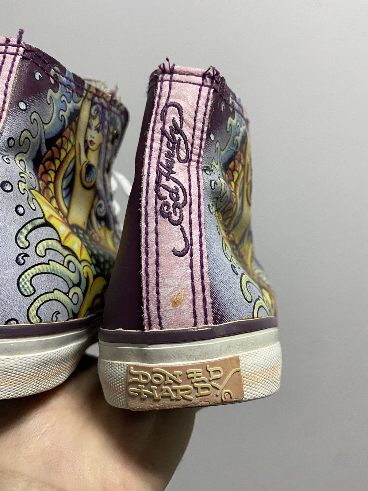 Ed Hardy × Vintage Ed Hardy vintage hi Top Sneakers print logo girl mermaid 🧜‍♀️ Size US 7 / IT 37 - 12 Thumbnail