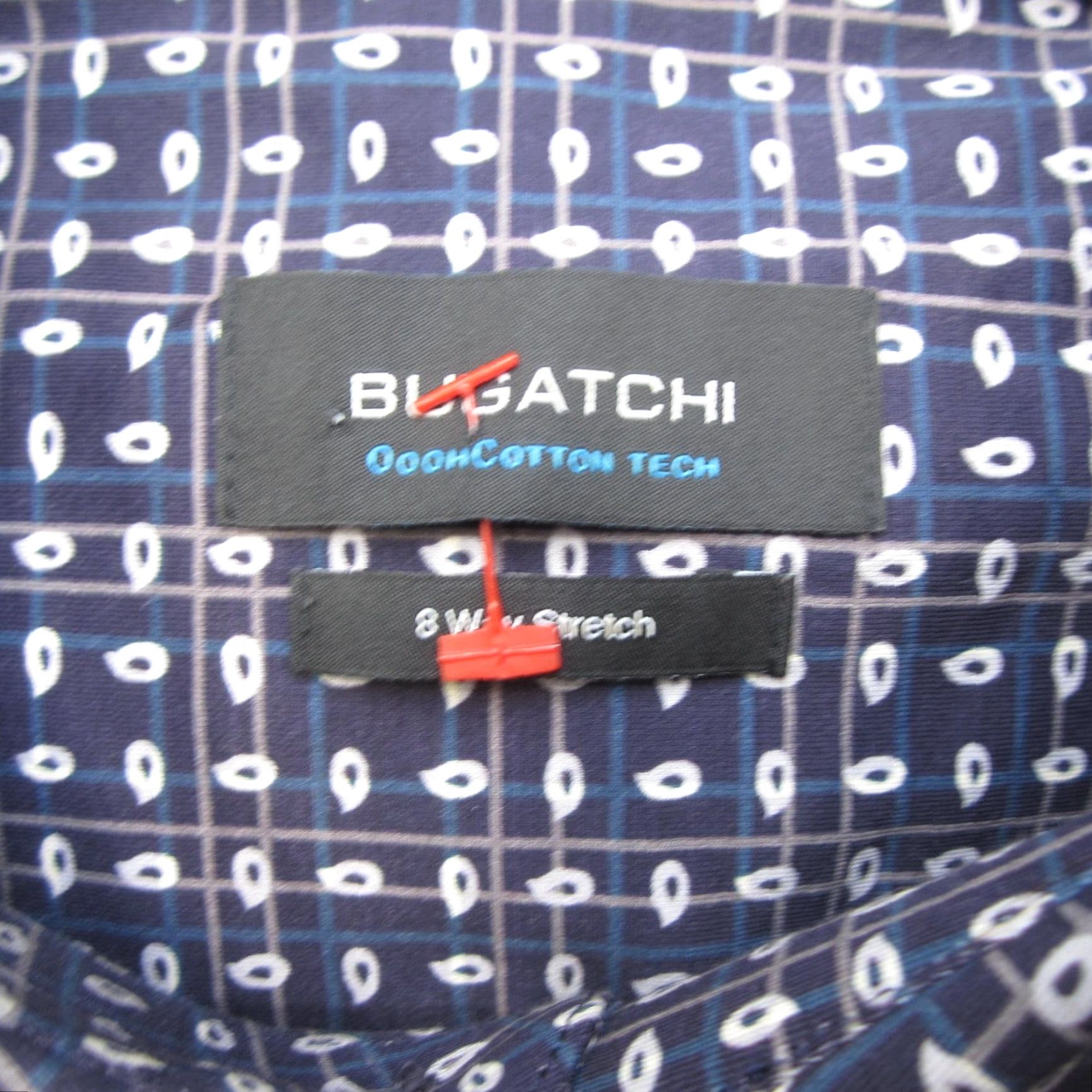 BUGATCHI Bugatchi Shirt Mens L Blue Geometric OoohCotton Tech Stretch Button Up Shirt Button-Up Long Sleeve Size US L / EU 52-54 / 3 - 5 Thumbnail