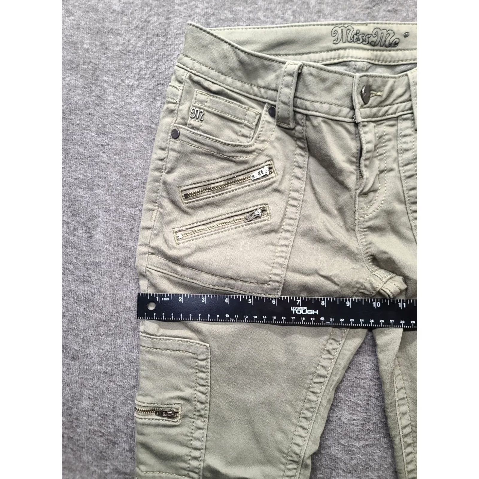 Miss Me Miss Me Pants Womens 29x29 Skinny Fit Mid Rise Cargo Sage Green Twill Pants Women 29 Green Cargo Skinny Twill Rise Mid 29in Inseam Slim Button Zip Size 29" - 6 Thumbnail