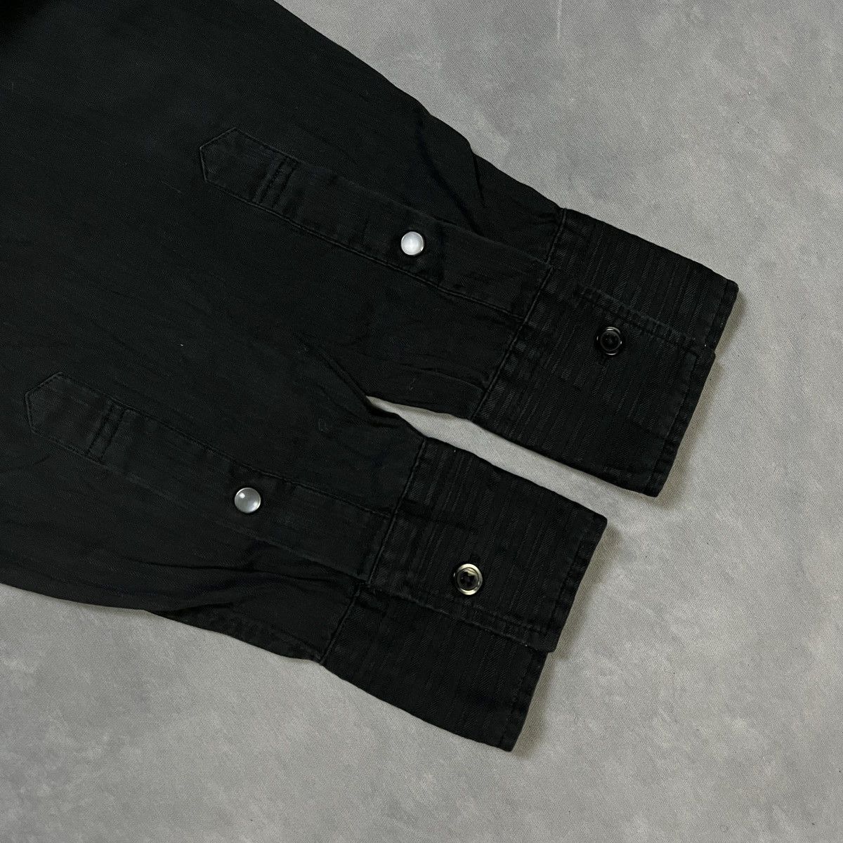 Tornado Mart Tornado Mart Black Textured Shirt Contrast Stripe Collar Size US M / EU 48-50 / 2 - 6 Thumbnail
