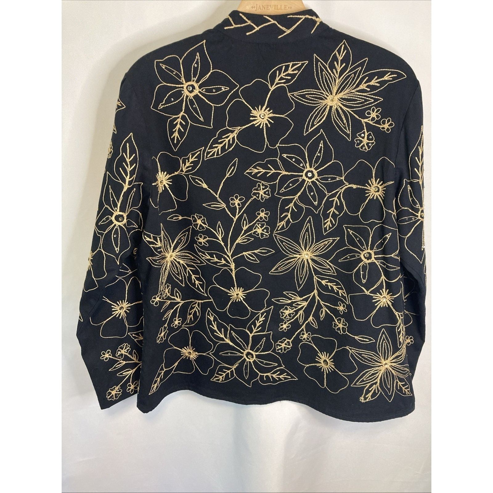 Other Vintage Jacket M Embroidered Button Up Black Gold Floral Size M / US 6-8 / IT 42-44 - 5 Thumbnail