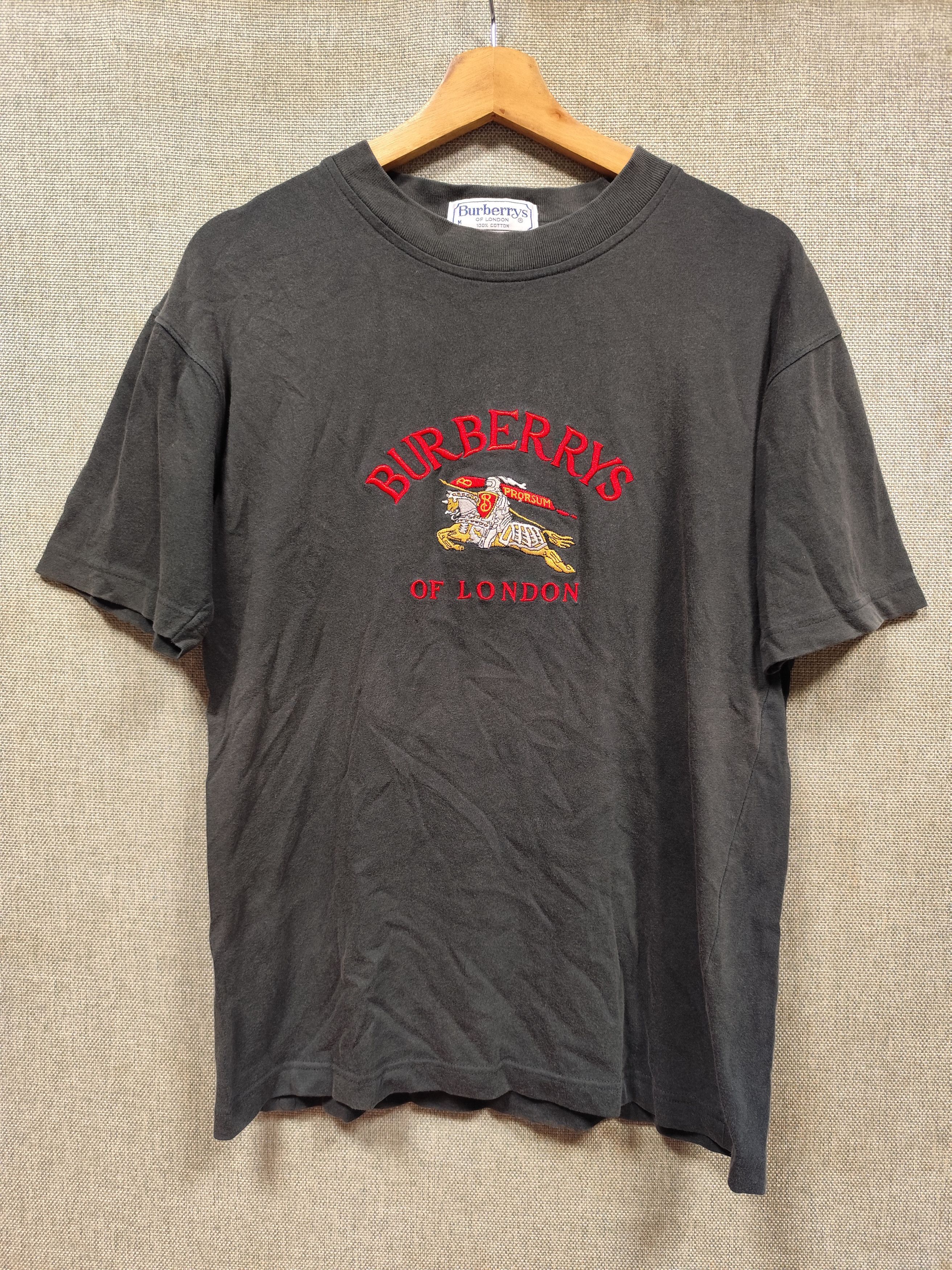 Burberry Vintage 90s t shirt burberry logo embroidery Size US M / EU 48-50 / 2 - 1 Thumbnail
