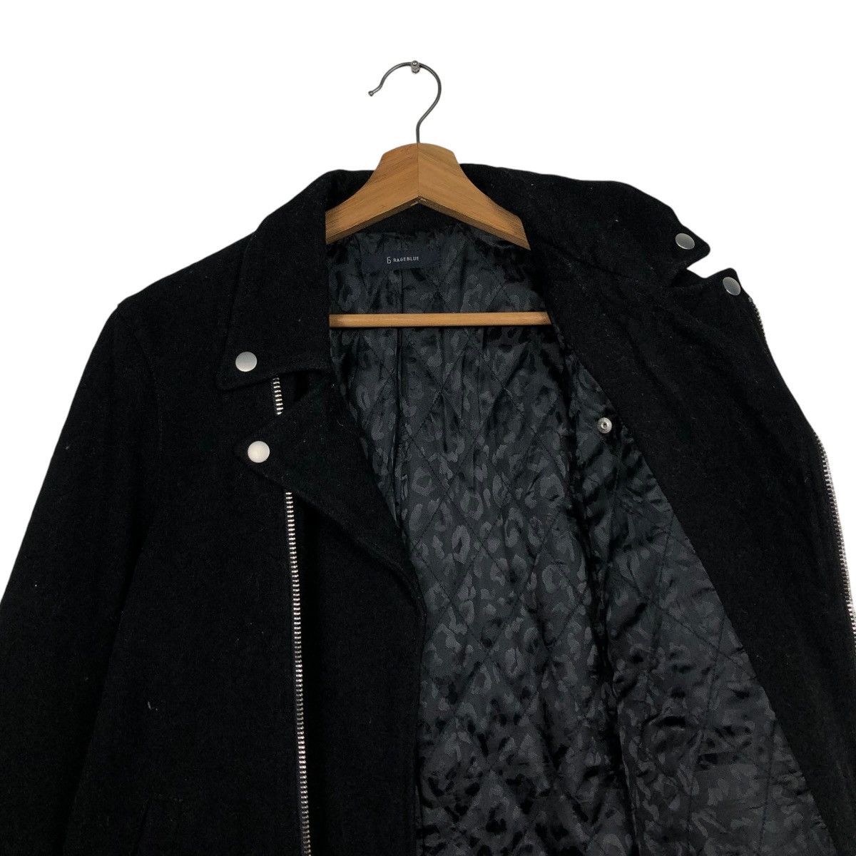 Hysteric Glamour 🔥VINTAGE WOOL CROPPED BIKER JACKET RAGEBLUE DOUBLE COLLAR Size US M / EU 48-50 / 2 - 14 Thumbnail
