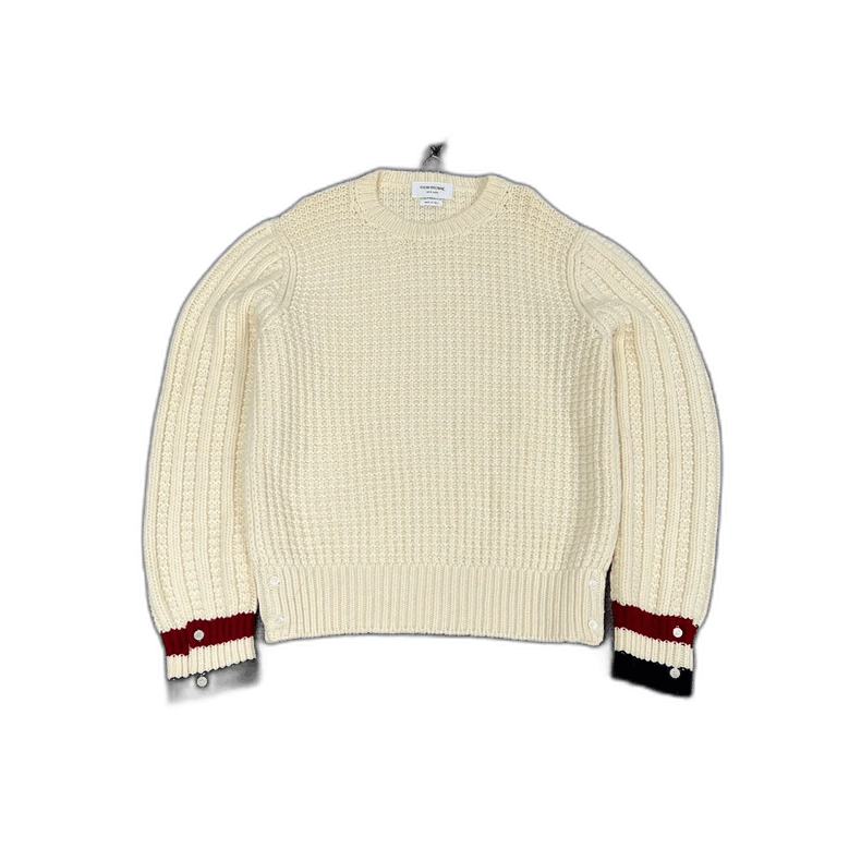 Thom Browne Thom Browne Cream Knit Sweater with Stripes Size M / US 6-8 / IT 42-44 - 1 Thumbnail